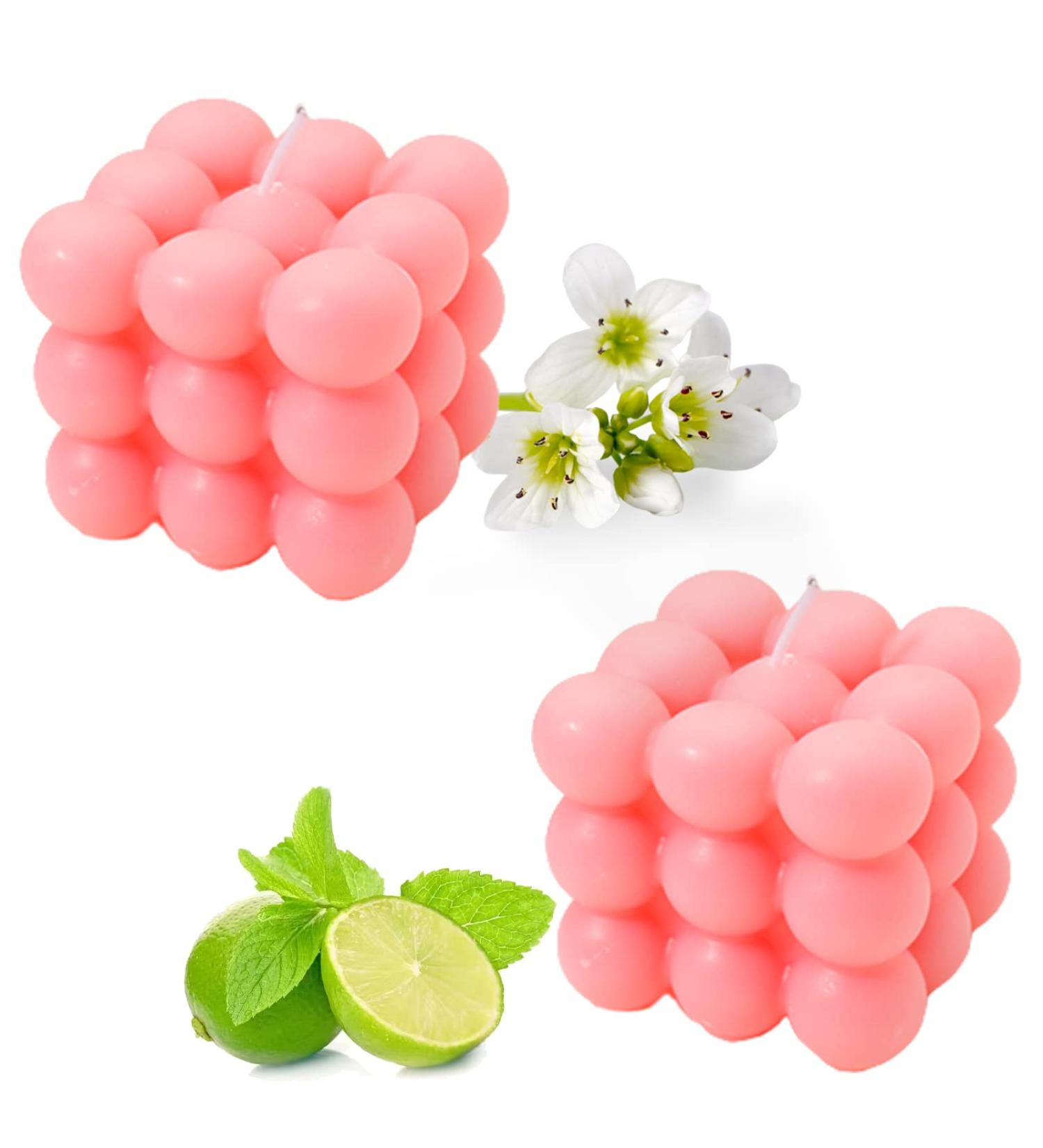 Handmade Bubble Candle - 100% Vegan & Sustainable Soy Wax | Boho Decorative Candle (Pink 6x6x6 cm) | Fragrant Aroma for Eco-Friendly Home Decor - Buy Online on GoSupps.com