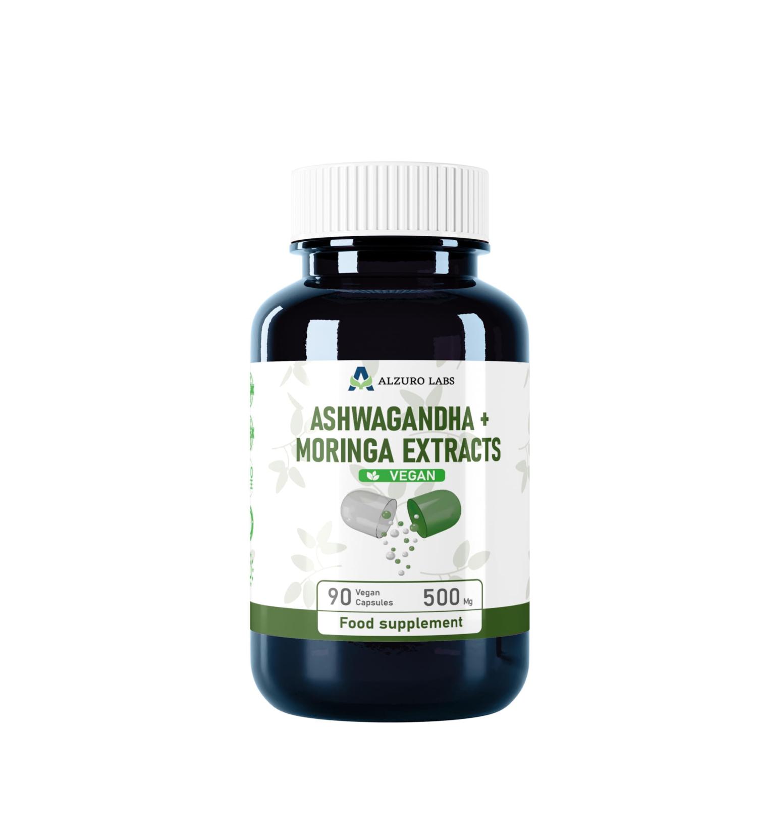 DG Supplements Ashwagandha & Moringa 500 mg 90 Vegan Capsules High Strength 201 & 101 Extracts Equal to 7500 mg Support for Energy Stress & Immune GMP Certified - Buy Online on GoSupps.com