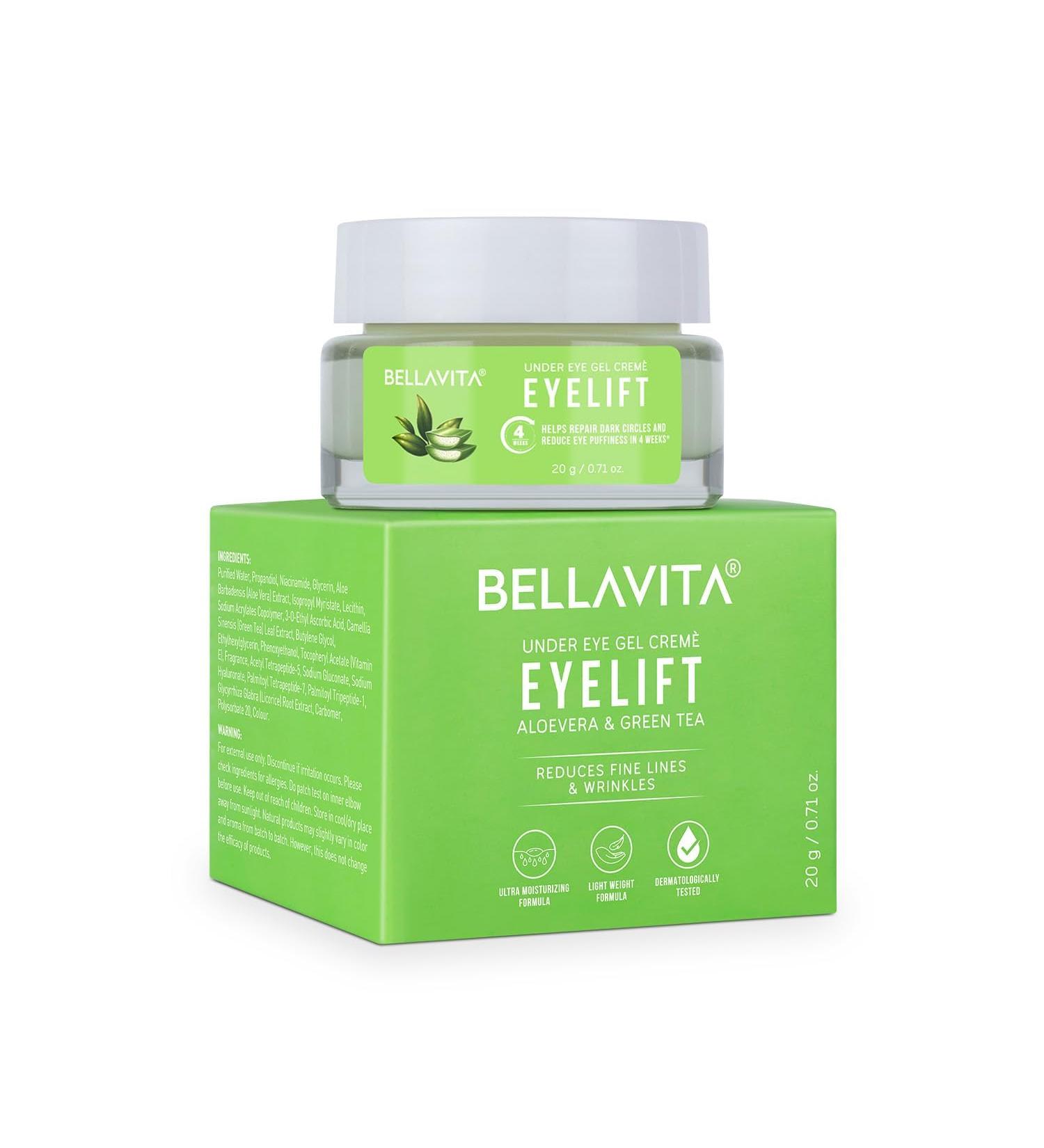 Bella.Vita Organic EyeLift Cream Gel - Hydrating Under Eye Treatment for Dark Circles Puffy Eyes Wrinkles & Fine Lines - 20 gm - Buy Online on GoSupps.com