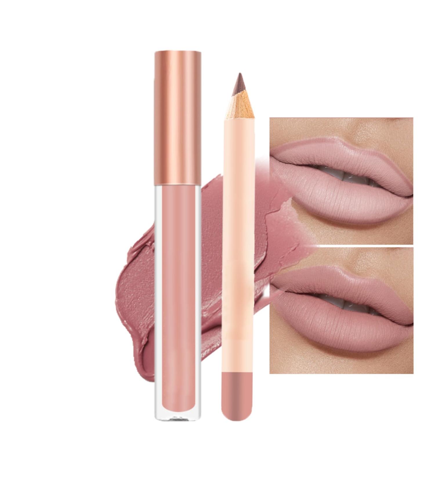 Nude Liquid Lipgloss & Lip Liner Set - Long Lasting & Waterproof Lip Stain Kit - Buy Online on GoSupps.com