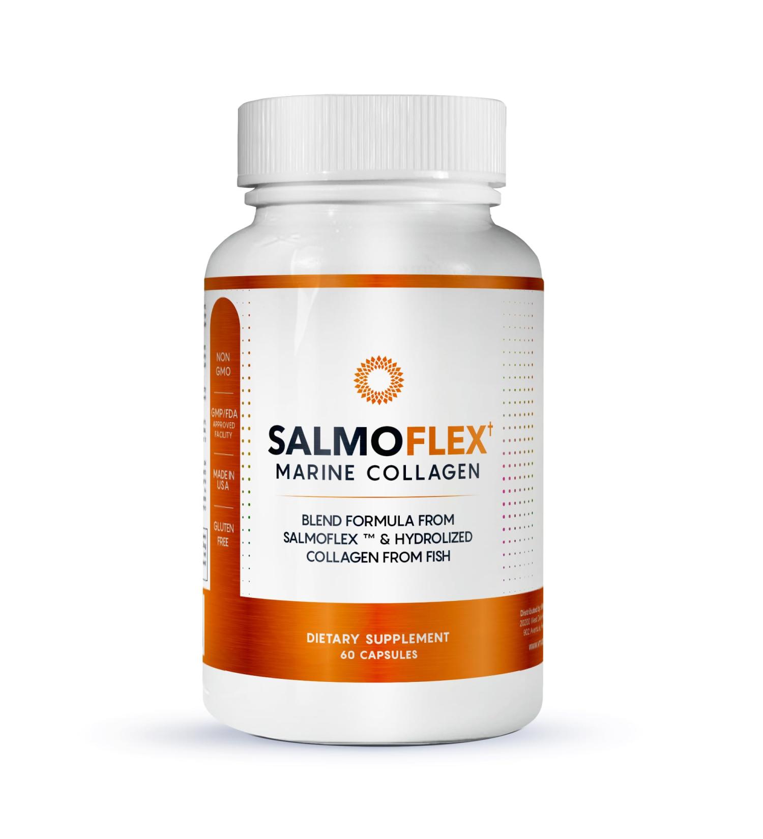 VITASEI Salmoflex Marine Collagen Peptides Pills W/Hyaluronic Acid Vitamin C D E | Salmon Supplements - Hair Skin Nails | Multivitamin for Women & Men | Knee Joint Relief - 60 Capsules 60 Count (Pack of 1) - Buy Online on GoSupps.com