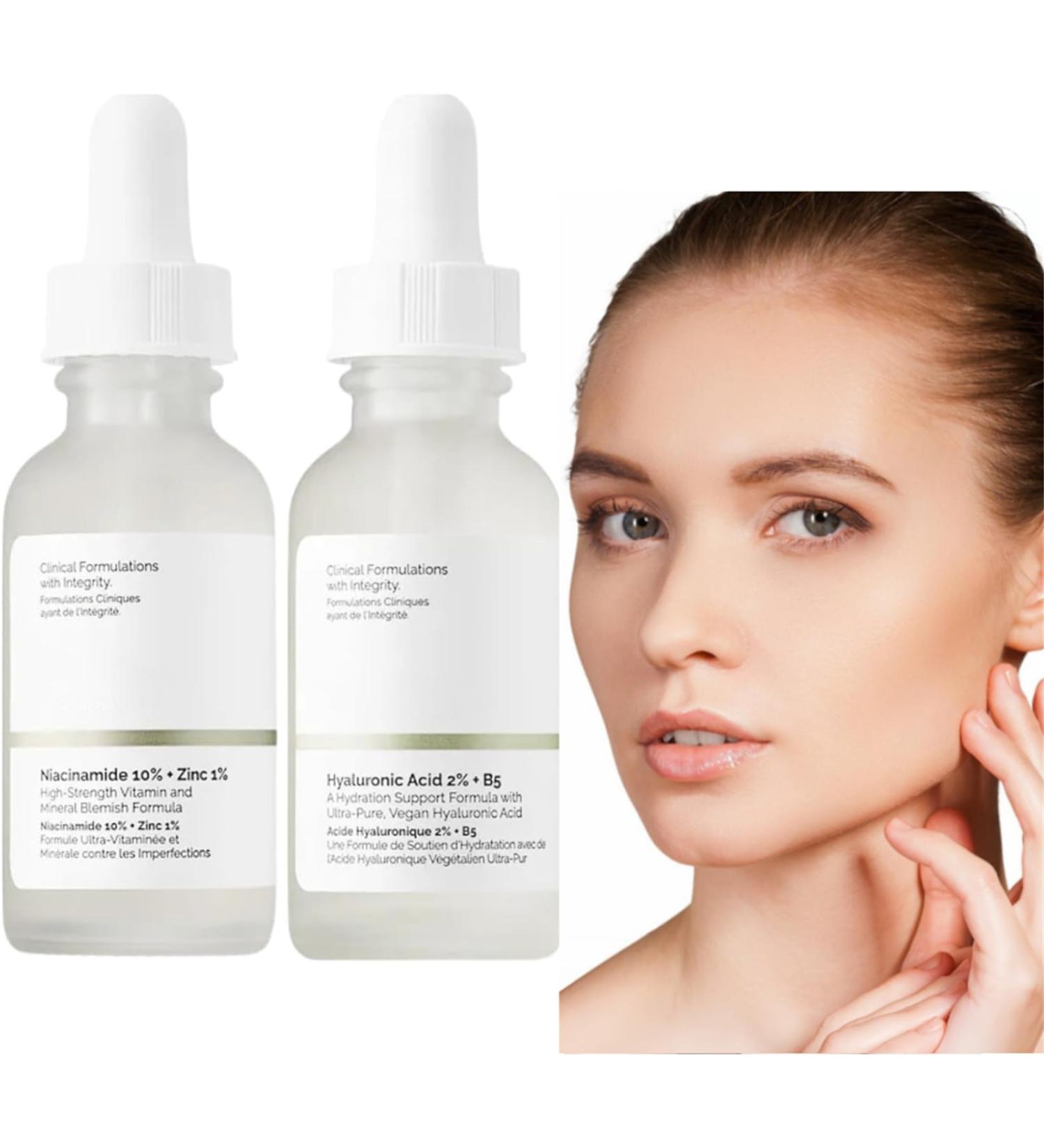 Facial Serums Skincare Set Niacinamide10%+Zinc 1% & Hyaluronic Acid 2% + B5 Face Serum for Women Hyaluronic Acid Serum for Skincare Anti Aging Serum for Face Face Serum for Plump and Smooth Skin - Buy Online on GoSupps.com