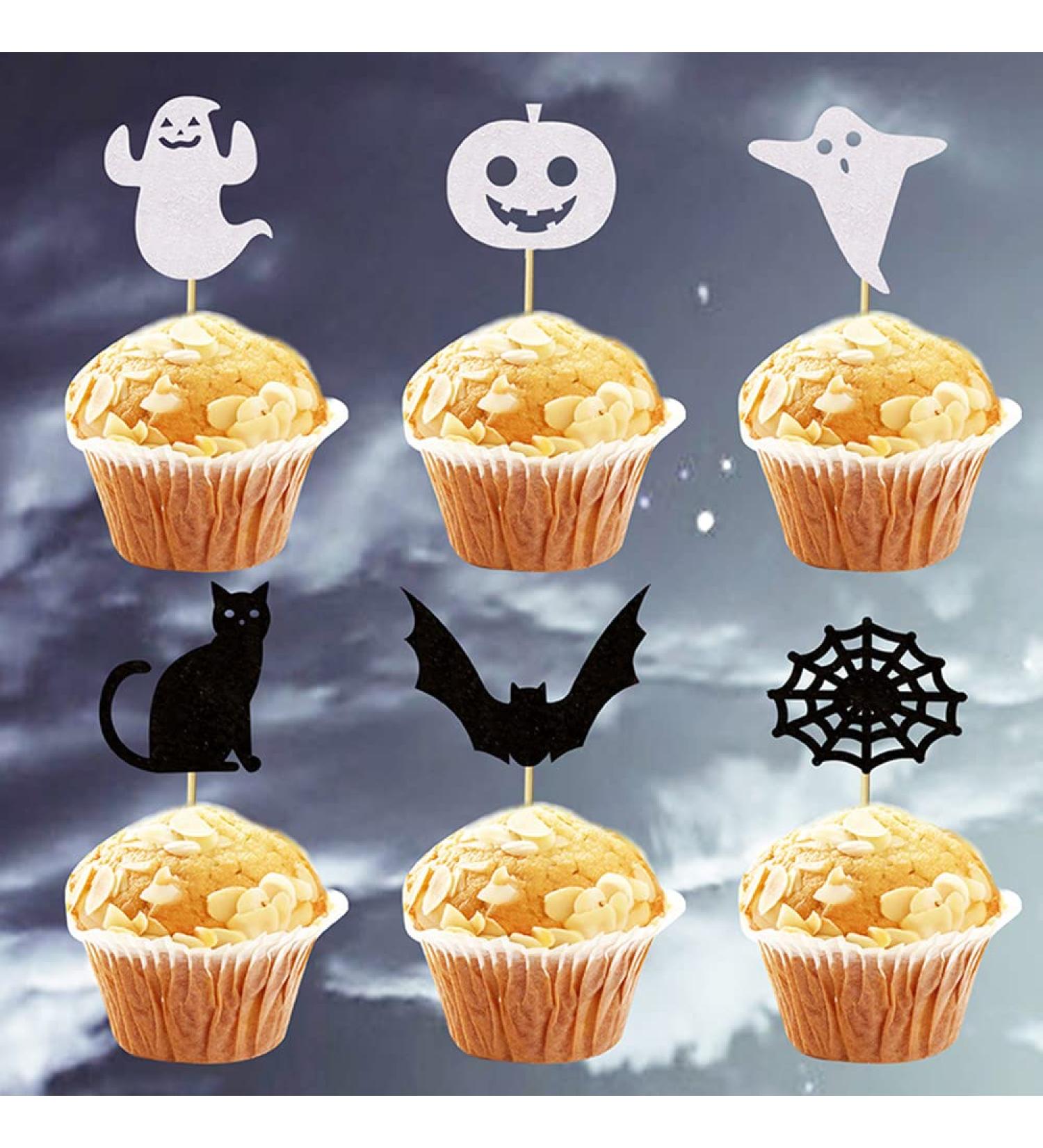 6 Styles of 12 Halloween Themed Toothpick Flags Cheese Markers Food Labels Party Buffet Cheese Labels Delicatessen Board Cheese Board Accessories (black and white ghost) - Buy Online on GoSupps.com