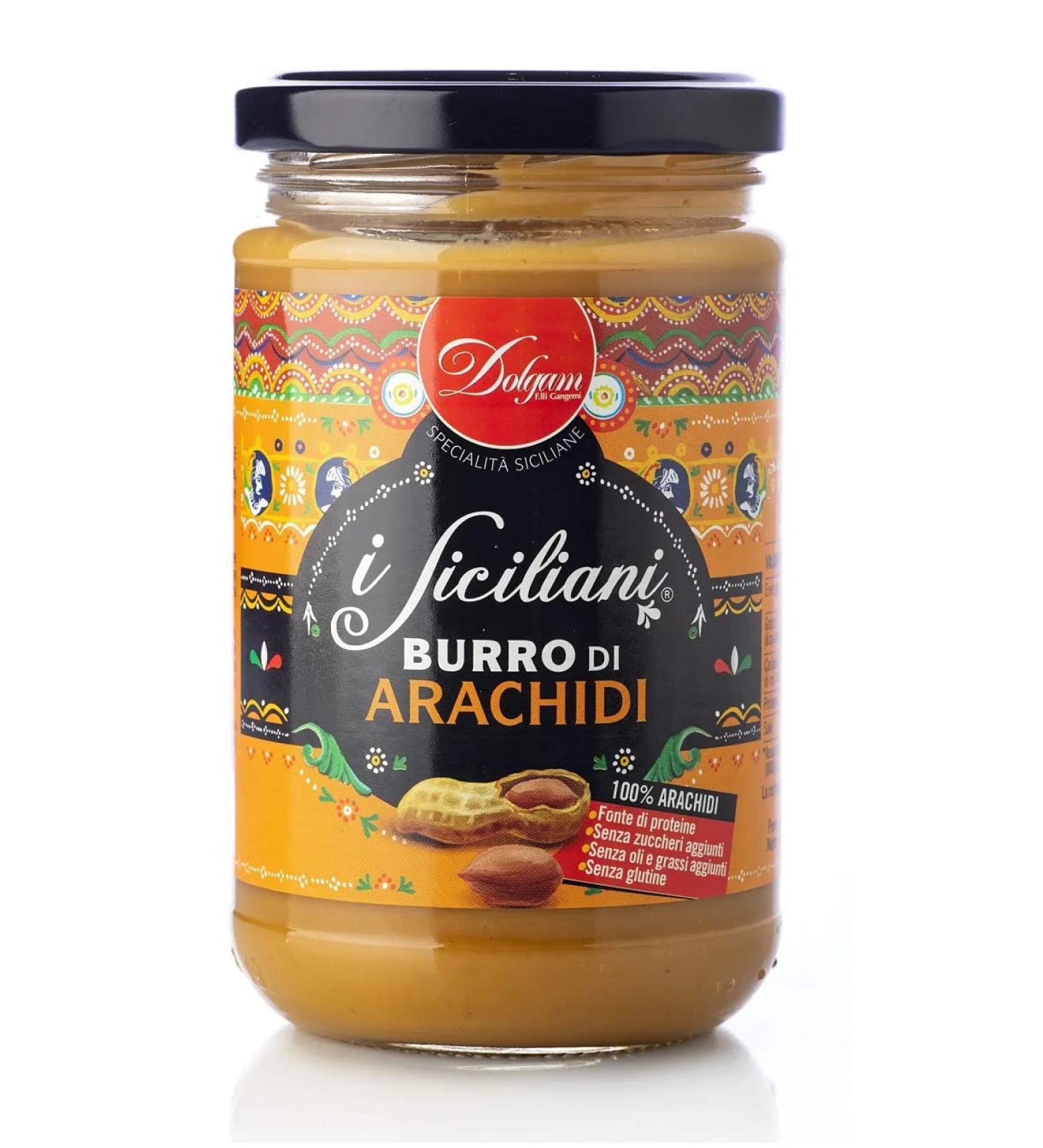 Dolgam I Siciliani Burro di Arachidi Peanut Butter 100% Peanut Sicilian Specialities 300 g Glass Jar Gluten Free Spreadable Peanut Butter - Buy Online on GoSupps.com