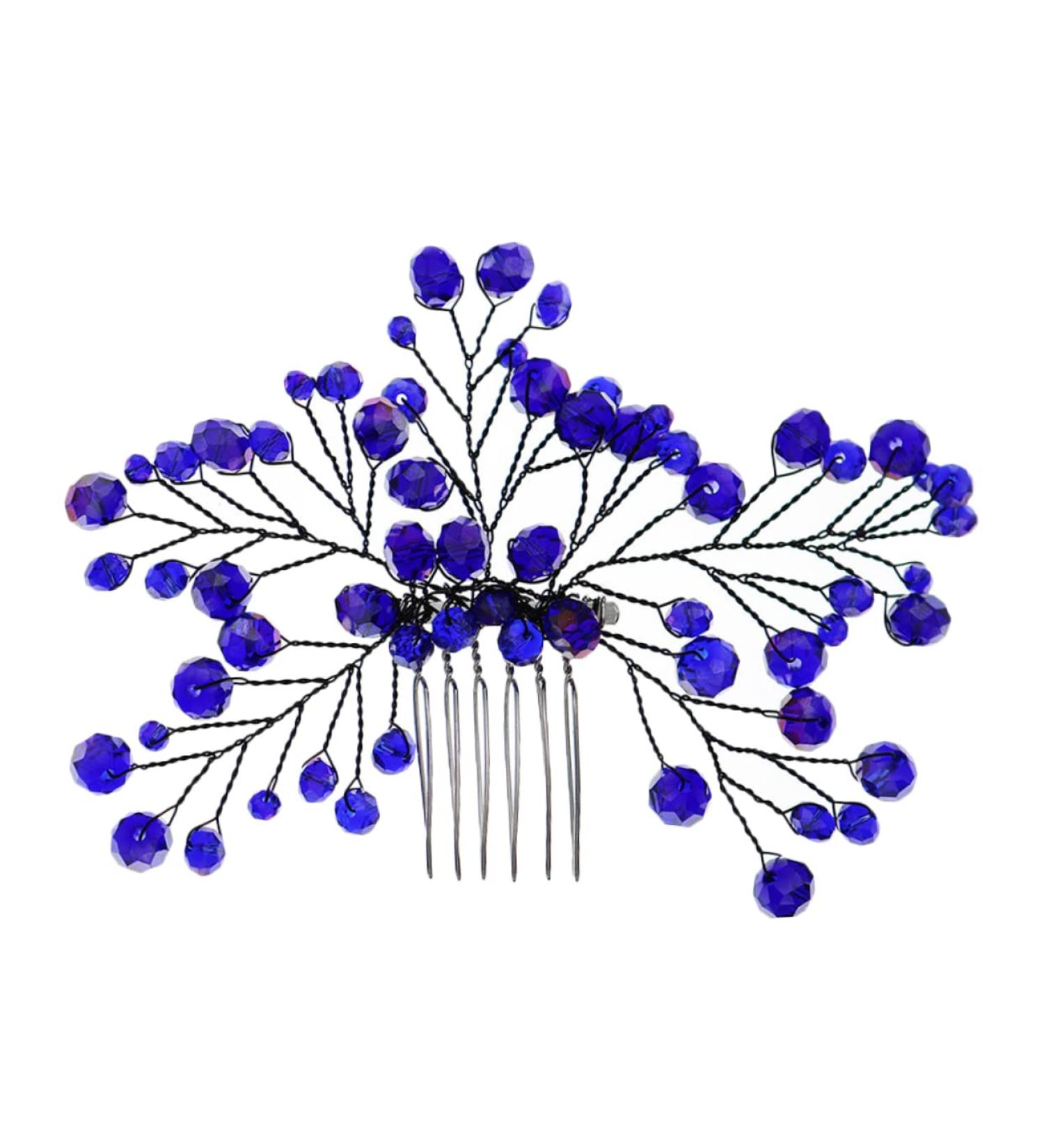 Didiseaon Bridal Wedding Comb Tiara Bridal Accessories Hair Accessory for Women Floral Hair Comb Hair Comb Clip Bride Wedding Headdress Blue Zircon Hair Comb European Fashion - Buy Online on GoSupps.com