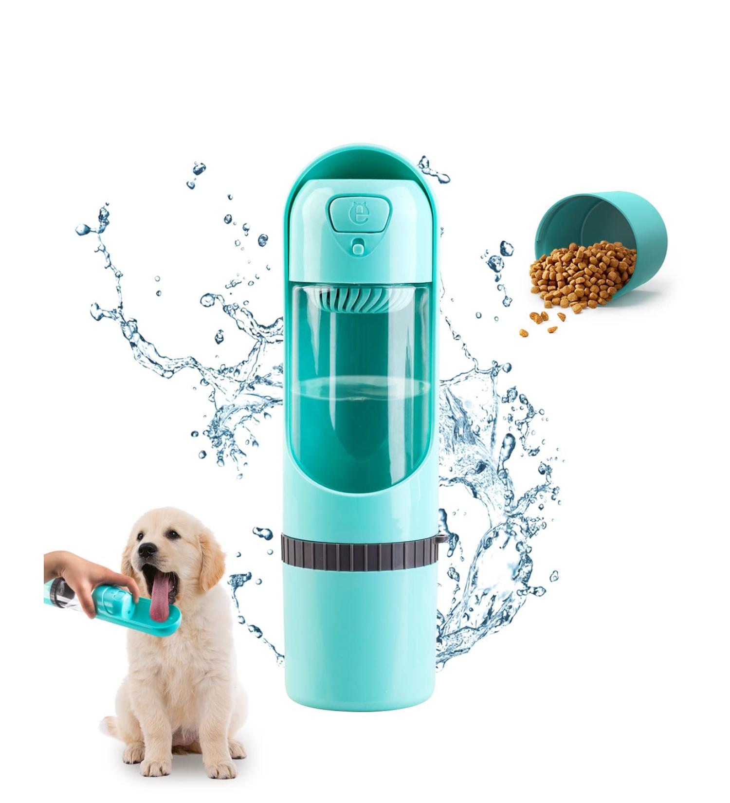 Portable 2in1 Dog Water Bottle with Filter & Food Container | Leak Proof Pet Water Dispenser for Outdoor Walking | BPA Free - Buy Online on GoSupps.com