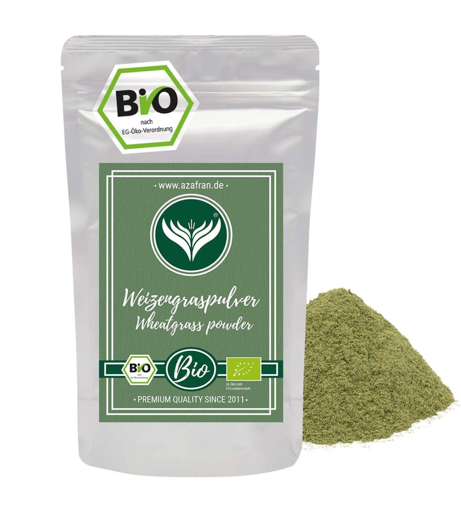 Buy Azafran Organic Wheatgrass Powder 500g - Premium Quality from DE/AT | International Shipping Available - Buy Online on GoSupps.com