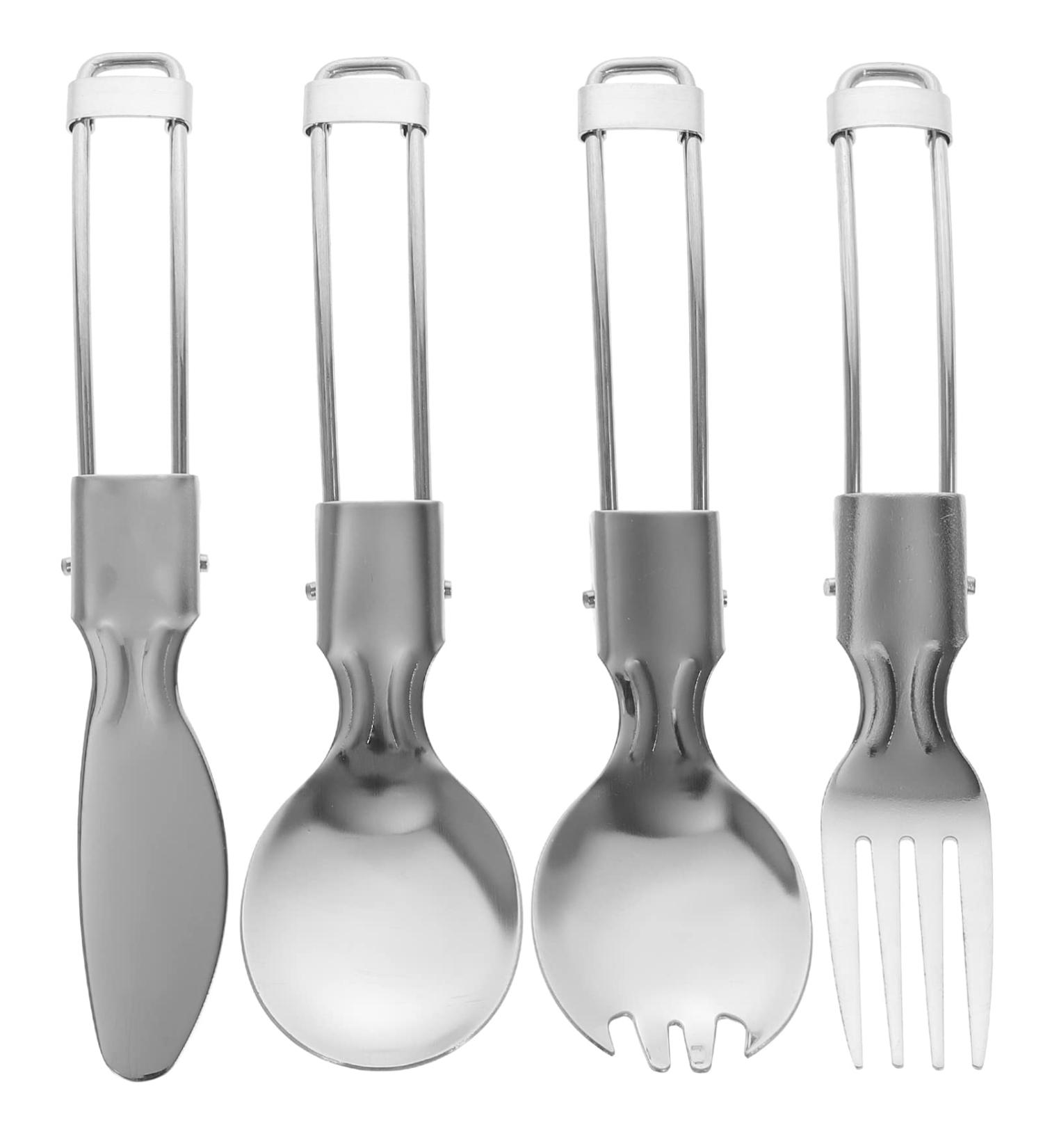 Mobestech Folding Spoon Fork Set Portable Camping Cutlery Salad Server Stainless Steel Serving Spoons Appetizer Forks Dessert Forks Scoop for Travel Outdoors - Buy Online on GoSupps.com