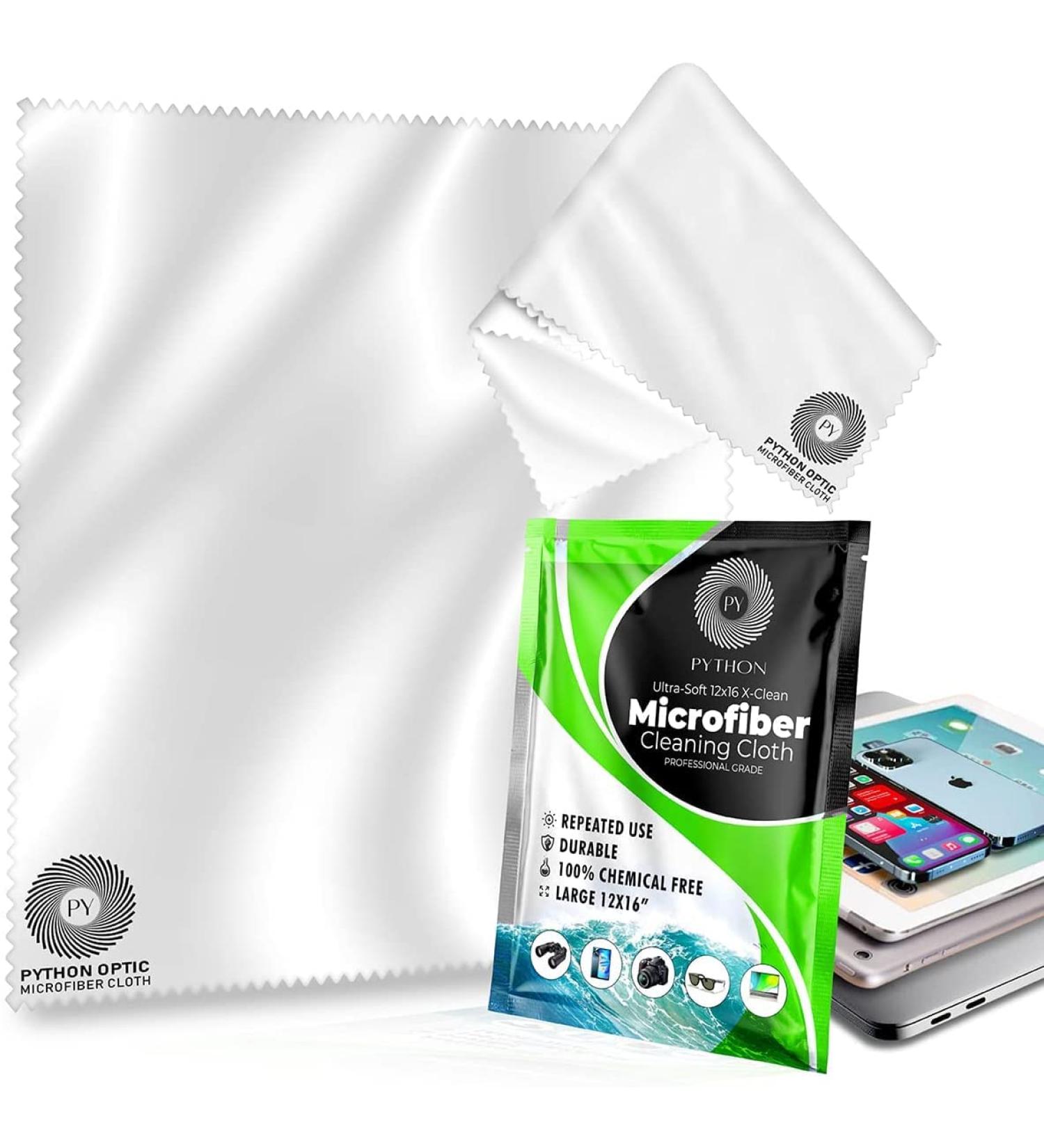 Python Premium Cloth for High Definition Lenses, Glasses & Screens - Large 12x16in Scratch-Free Cleaning & Polish Cloth - Buy Online on GoSupps.com