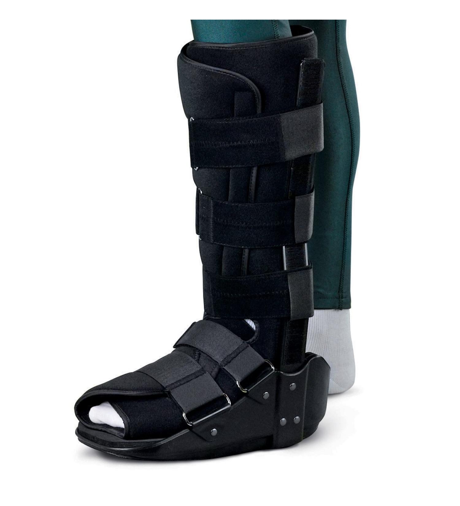 Medline Tall Leg Walker Boots Skid-Resistant Low-Profile Design Adjustable Straps Size S Men's 5-6 / Women's 5.5-7 Black 1 Each