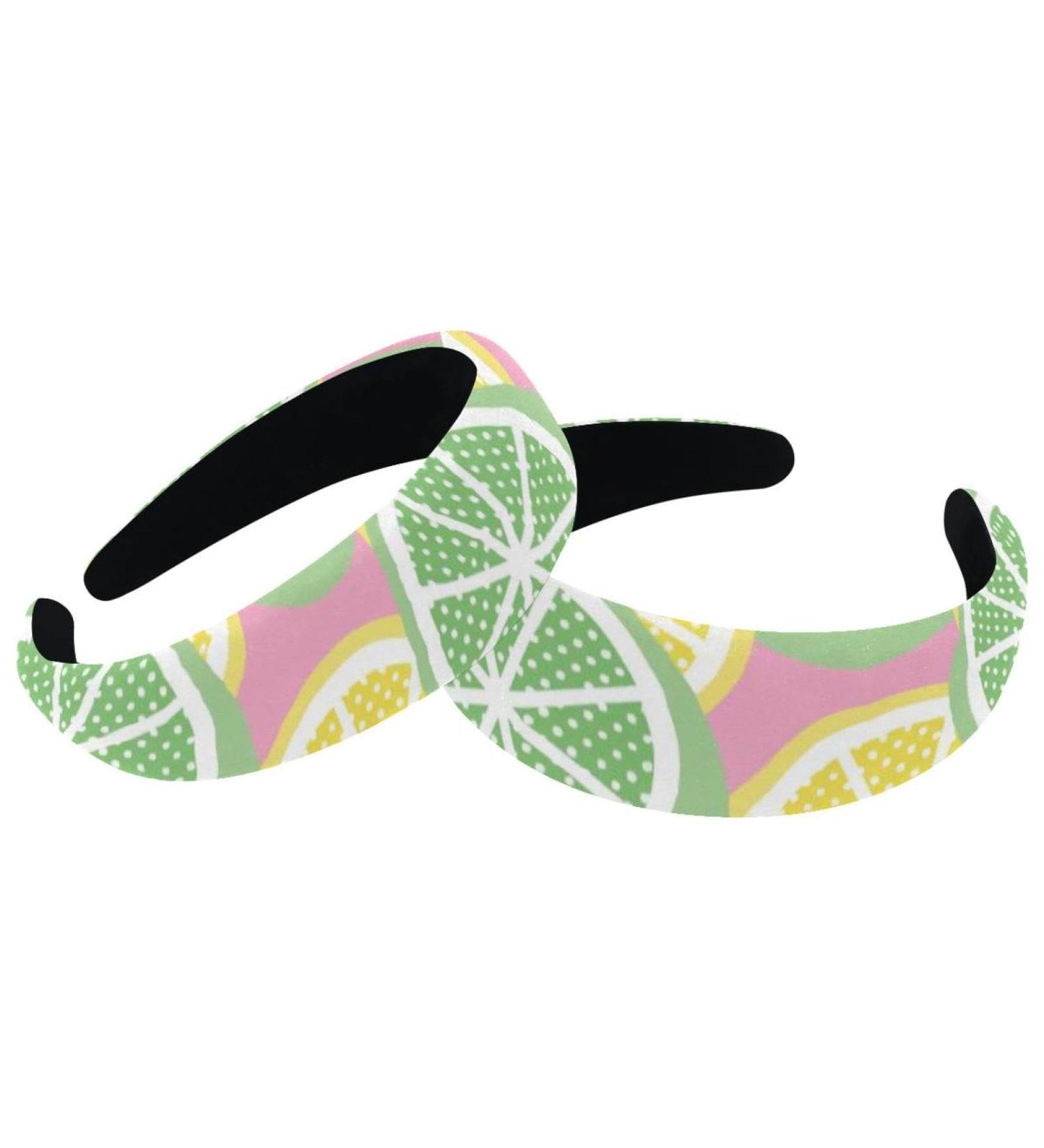 2 Pieces Headbands Women Hair Head Bands Green Yellow Lemon Lime Fruit Pink Non Slip Thick Padded Hairband Hair Band Hoops Vintage Thick Hair Wrap Multi-colored 7 - Buy Online on GoSupps.com