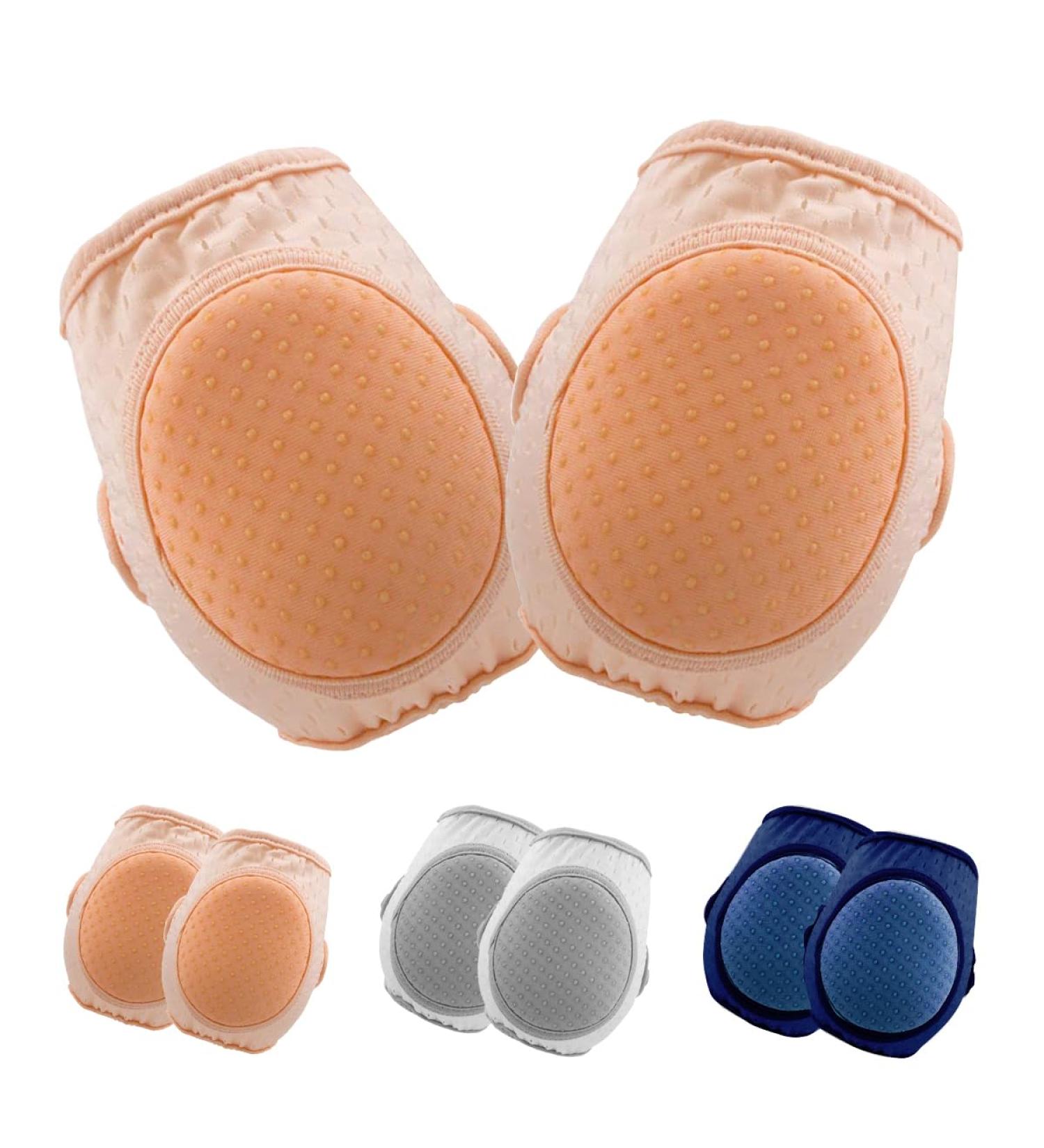 Baby Girl Knee Pads for Crawling - Set of 3 Adjustable Anti-Slip Knee Pads in Blue, Grey, and Pink - Buy Online on GoSupps.com