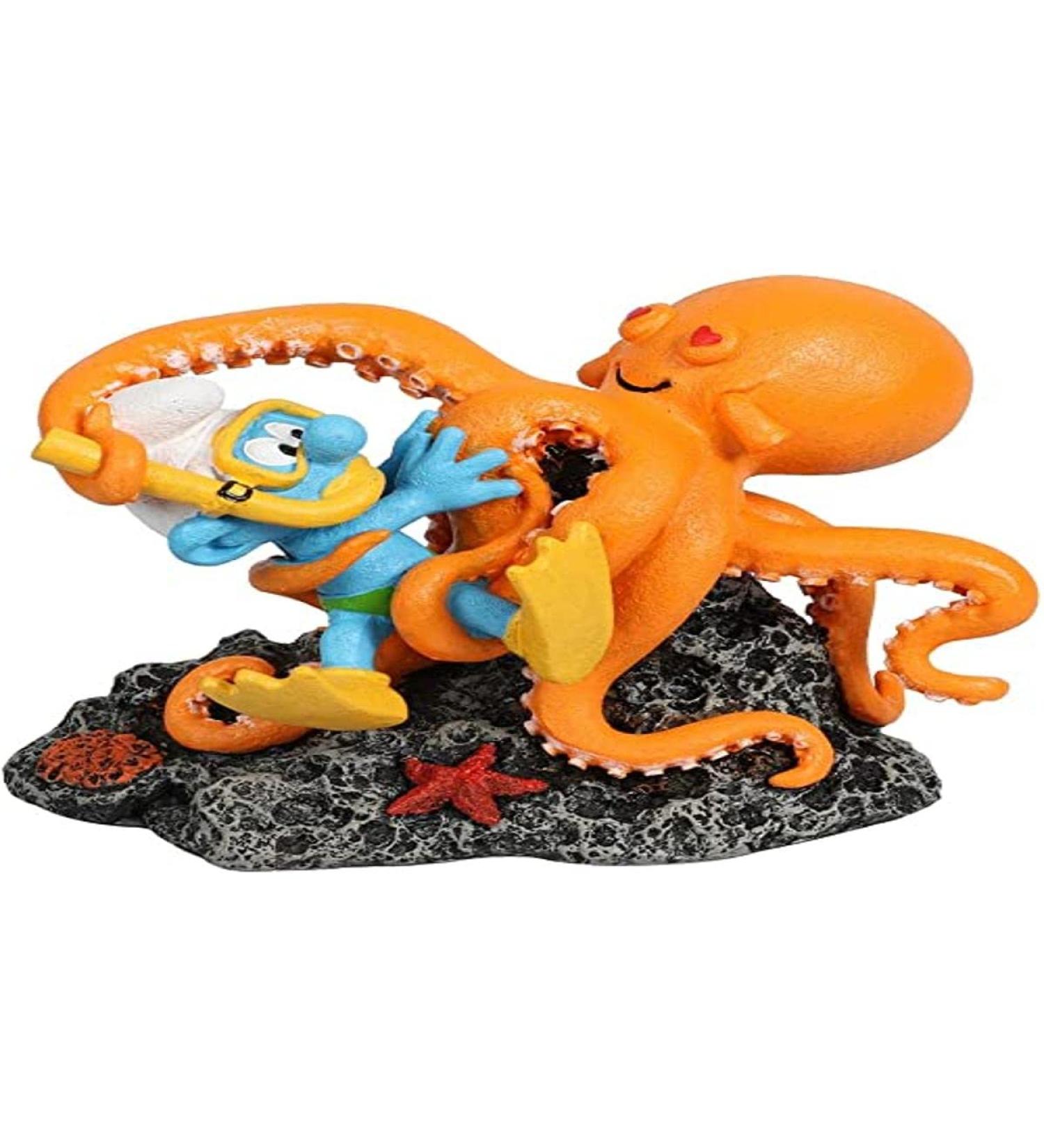 Aqua della figure the smurf in squid 13.4 x 7.9 x 9.8 cm very detailed and made from polyester resin non-toxic and pH-neutral for sweet and seawater aquarium octopus