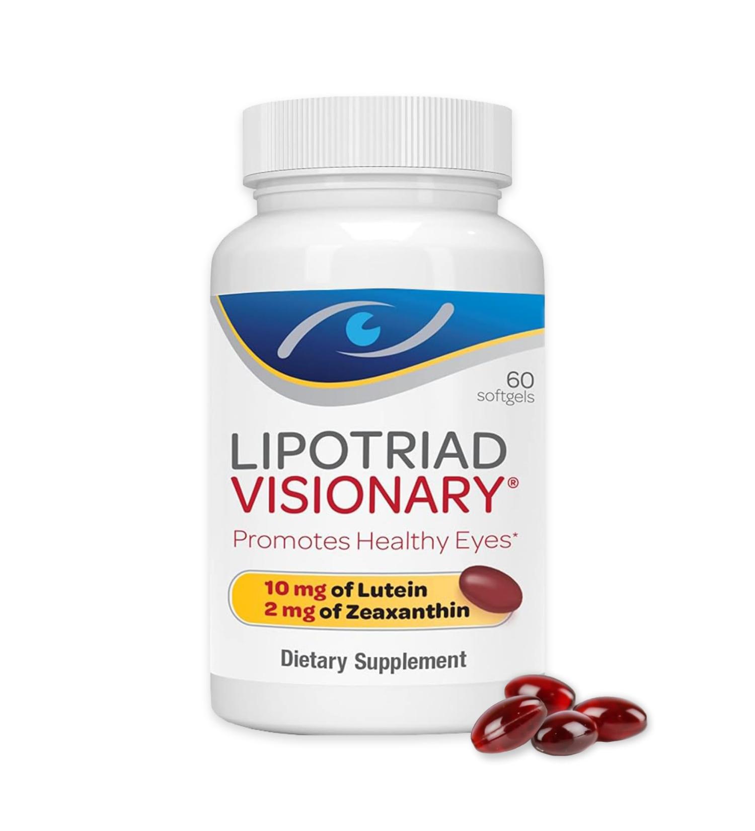 Lipotriad Visionary Eye Vitamins 60 Capsules Lutein and Zeaxanthin Supplements with Other AREDS 2 Ingredients to Support Eye Health 1 Count (Pack of 60) - Buy Online on GoSupps.com
