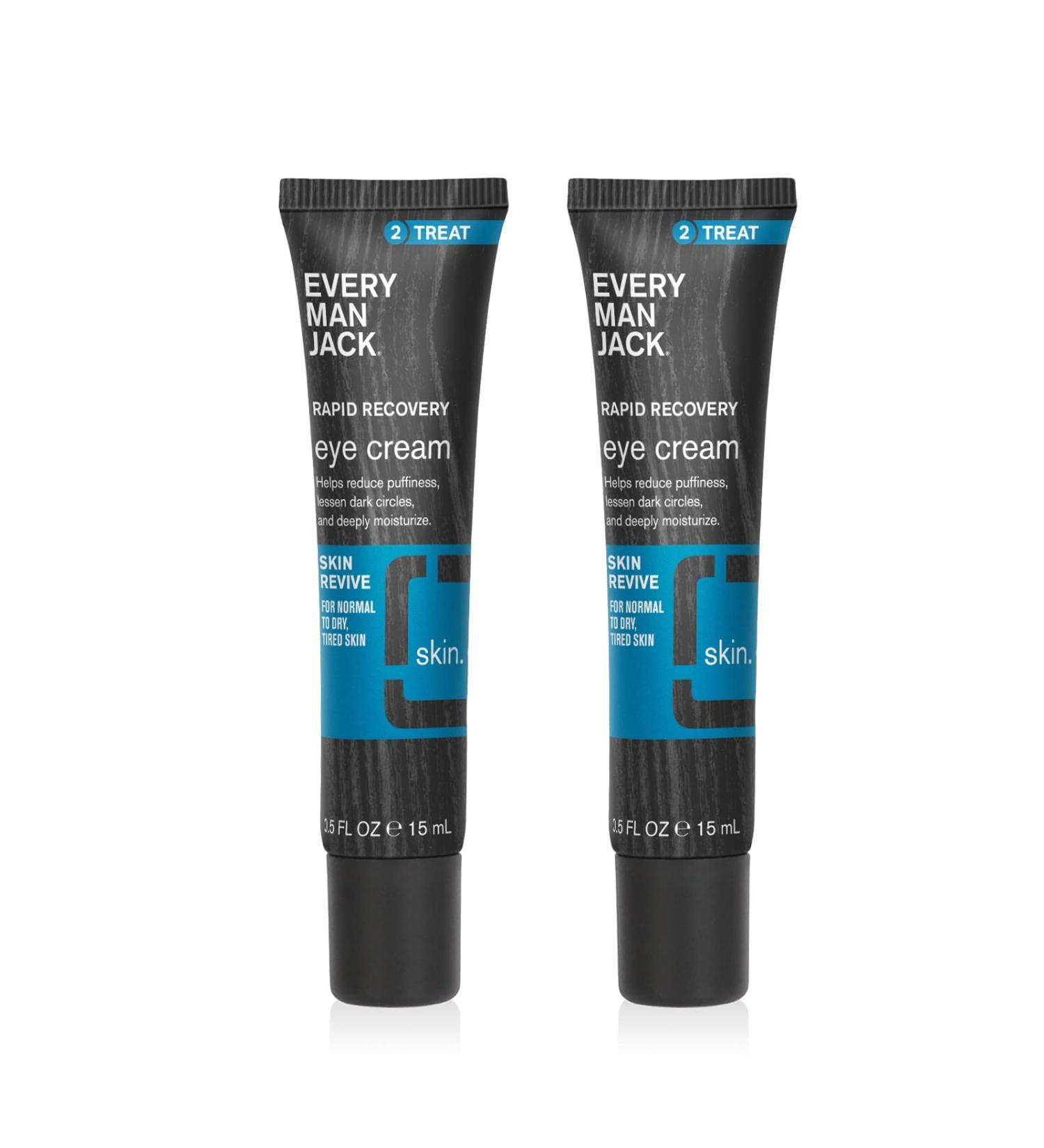 Every Man Jack Rapid Recovery Eye Cream - Dark Circle & Puffiness Reduction - 0.5 oz Twin Pack - Buy Online on GoSupps.com