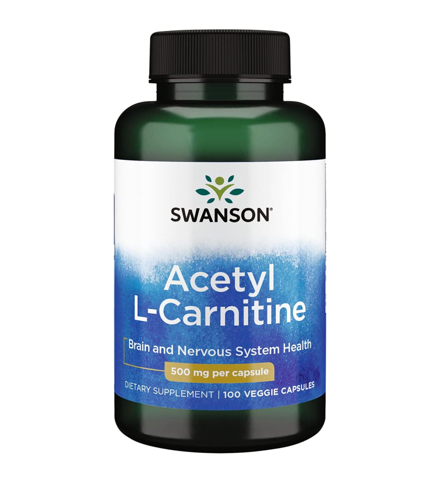 Swanson Premium Acetyl L-Carnitine 500mg Capsules - 100 Count Pack - Buy Online on GoSupps.com