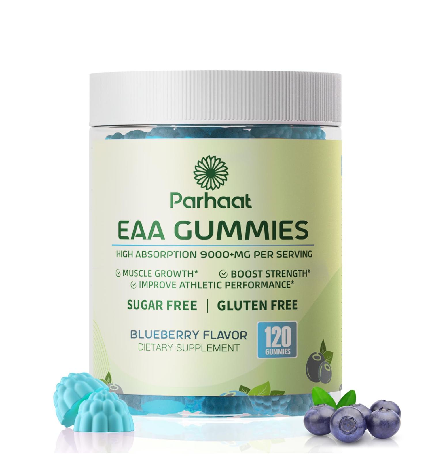 EAA Gummies 120 Gummies (Blueberry) 9000 mg Essential Amino Acids - All 9 Essential Aminos (EAA) and All Branched-Chain Aminos (BCAAs) Non-GMO Gluten Free Vegetarian Friendly Blueberry 120 Count (Pack of 1) - Buy Online on GoSupps.com
