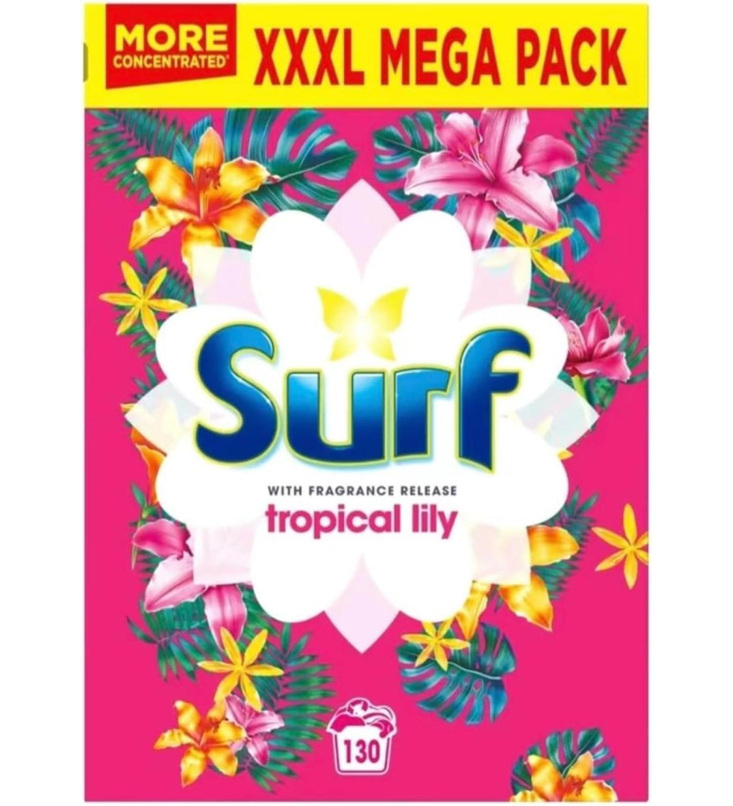 Surf Tropical Cleaning Fabric Washing Powder Biological Solution Tropical Lily Infused with Natural Essential Oil For Fresh and Clean Cold and Hot Washes - 130 Washes - Buy Online on GoSupps.com