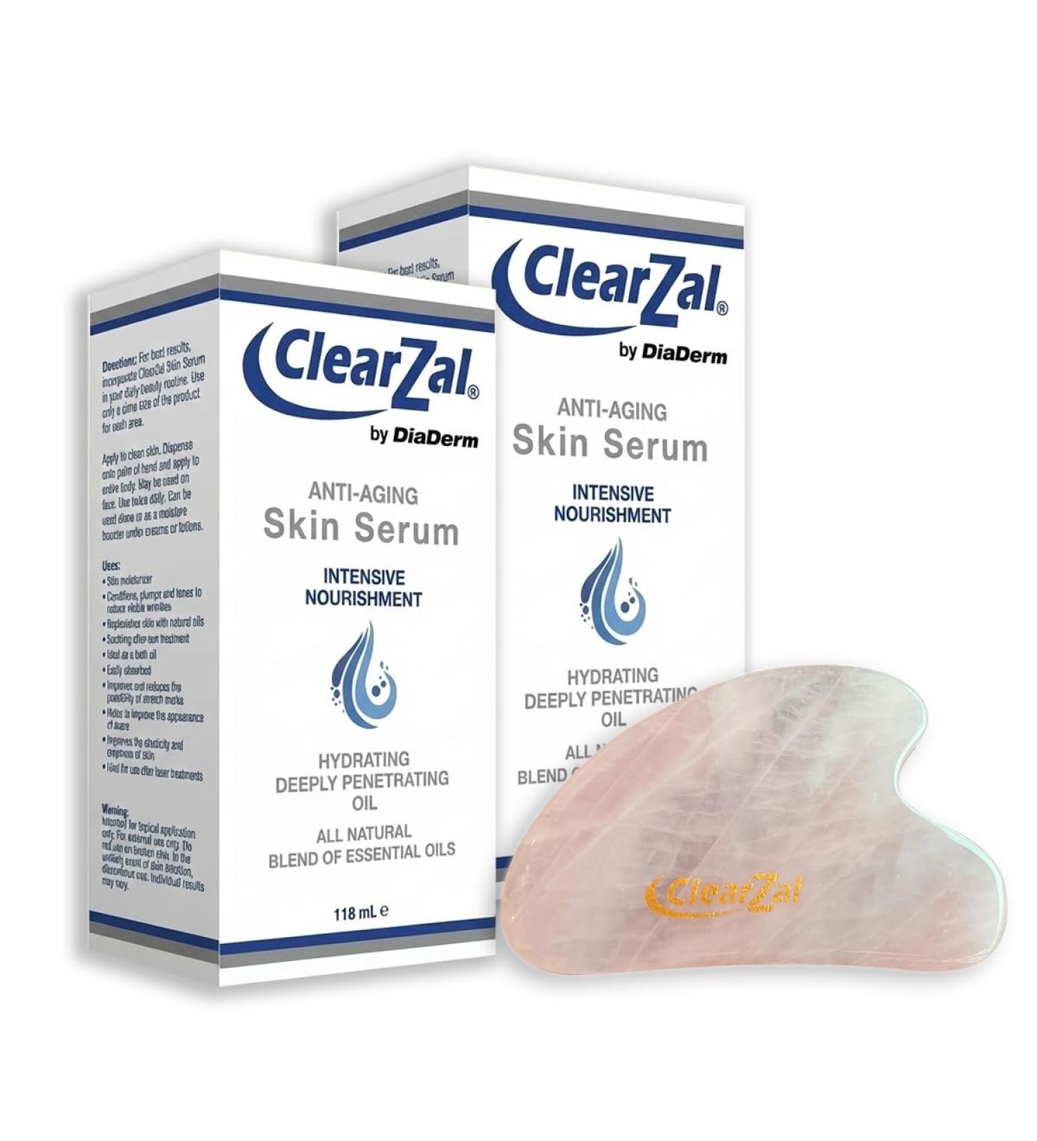 CLEARZAL Dry Skin Oil Anti-Aging All Natural Skin Serum Moisture Embracing Formula with Essential Oils help relieve irritation dryness and flakiness.Rosehip oil Jojoba oil 4 oz*2 Gua Sha board - Buy Online on GoSupps.com