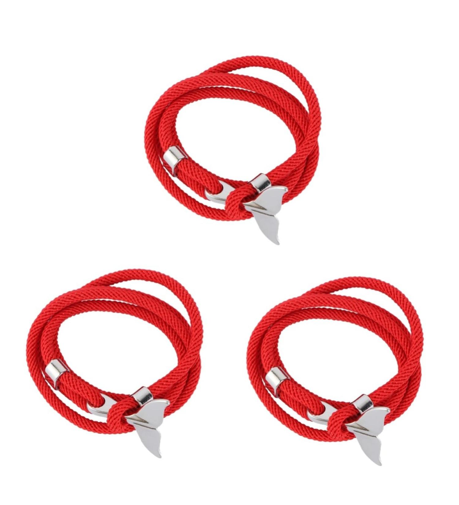SOIMISS 2 pcs whale tail bracelet fashion jewelry couple jewelry couples bracelets Vintage Nautical Bracelets vintage jewelry Nautical Braided Bracelet Unfading Bracelet Creative Wristband 8x8cmx3pcs Silver Redx3pcs - Buy Online on GoSupps.com