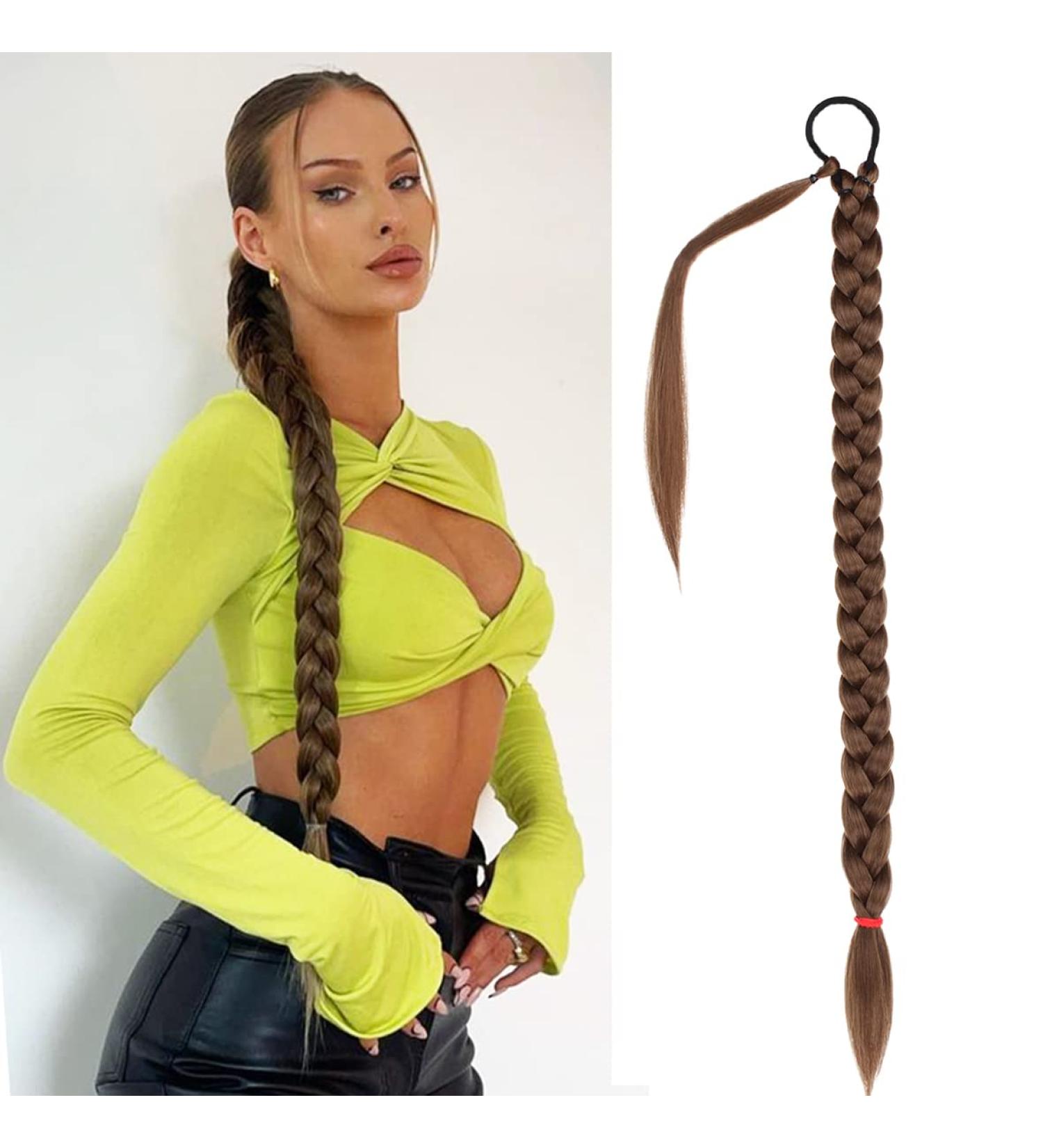 Leeven 34 Inch Ponytail Hair Extension Synthetic Dark Blonde 827#, Wrap Around Slick Ponytail Hairpiece - Pack of 1 - Buy Online on GoSupps.com