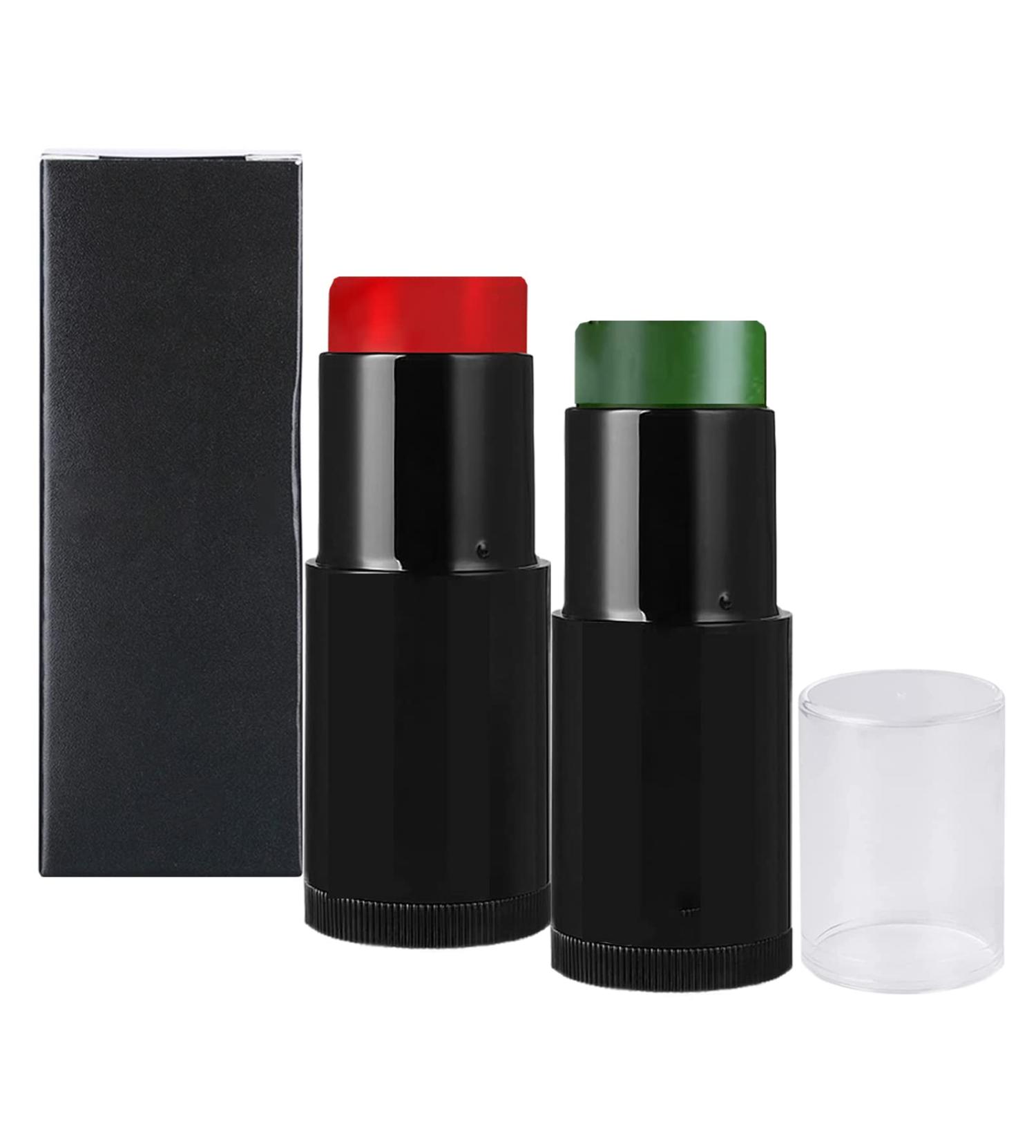 2Pcs Red Green Face Body Paint Stick Cream for Halloween Cosplay - Waterproof and Hypoallergenic - Buy Online on GoSupps.com