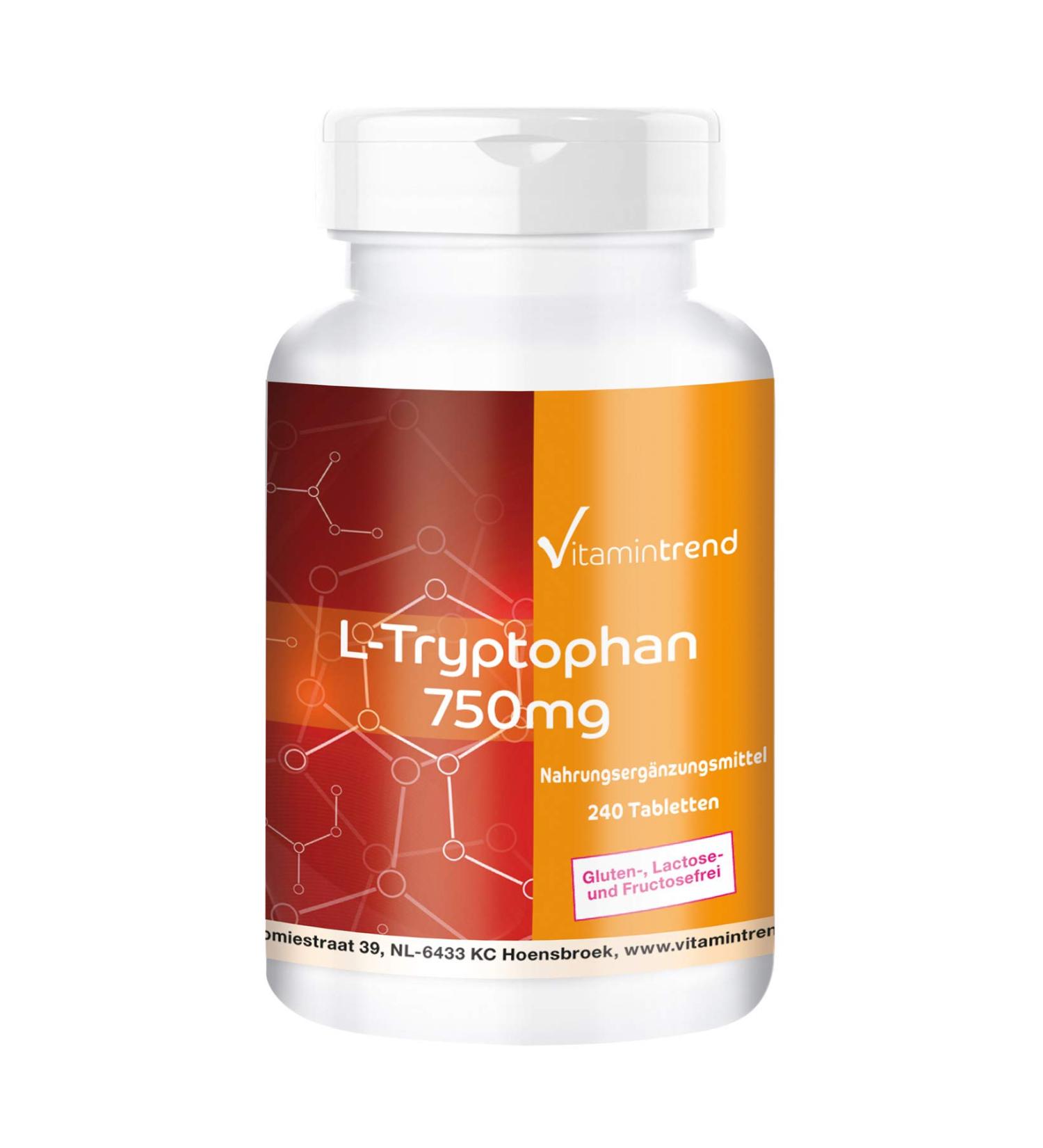  Vitamintrend L-Tryptophan 750mg - 240 tablets - vegan - high dosage | Vitamintrend  - Buy Online on GoSupps.com