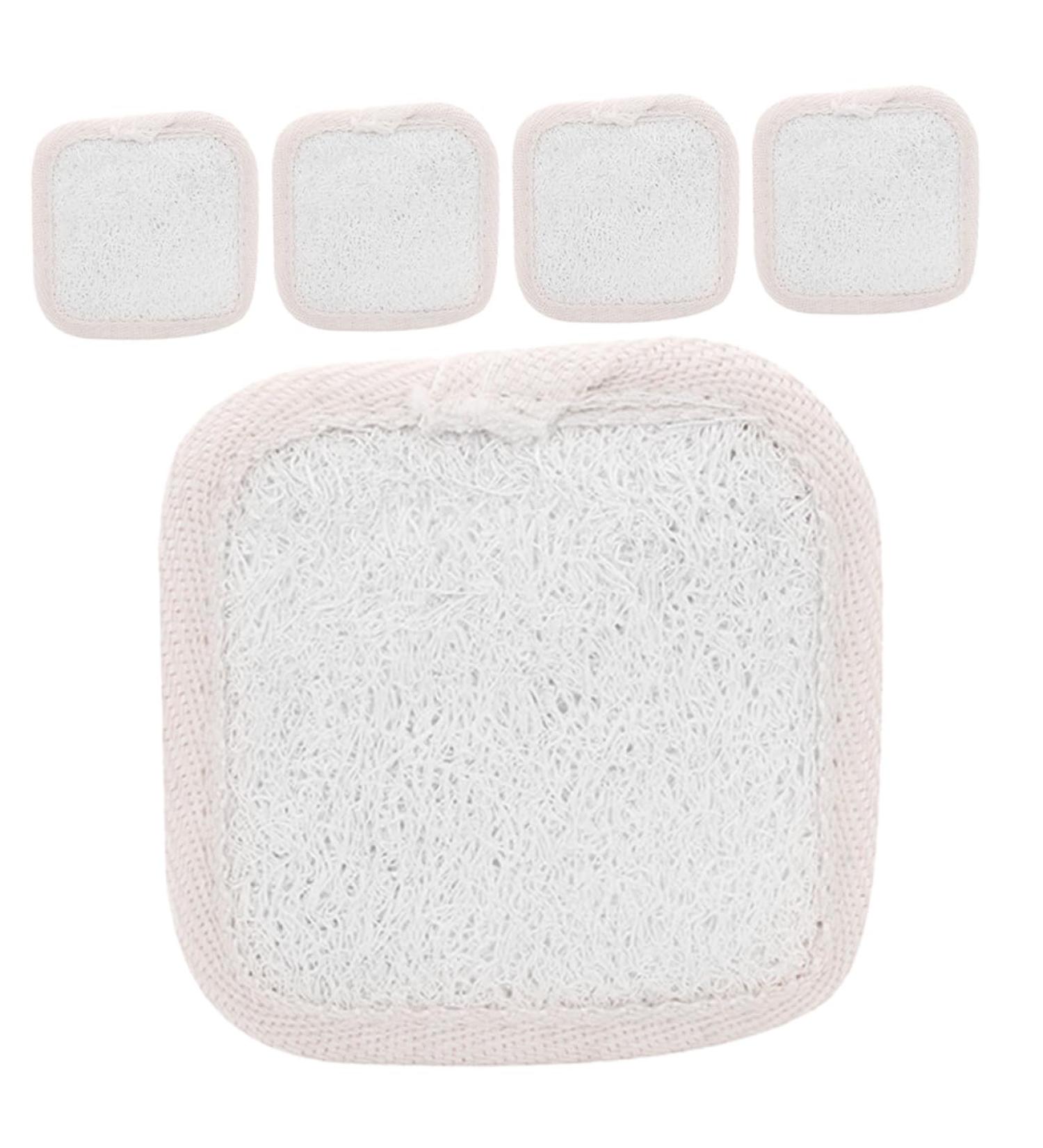 5pcs Loofah Shower Rub & Exfoliator Pads - Makeup Remover Bath Scrubber & Facial Scrubber for Ultimate Skin Care - Square Loofa Sponge Pack - Buy Online on GoSupps.com