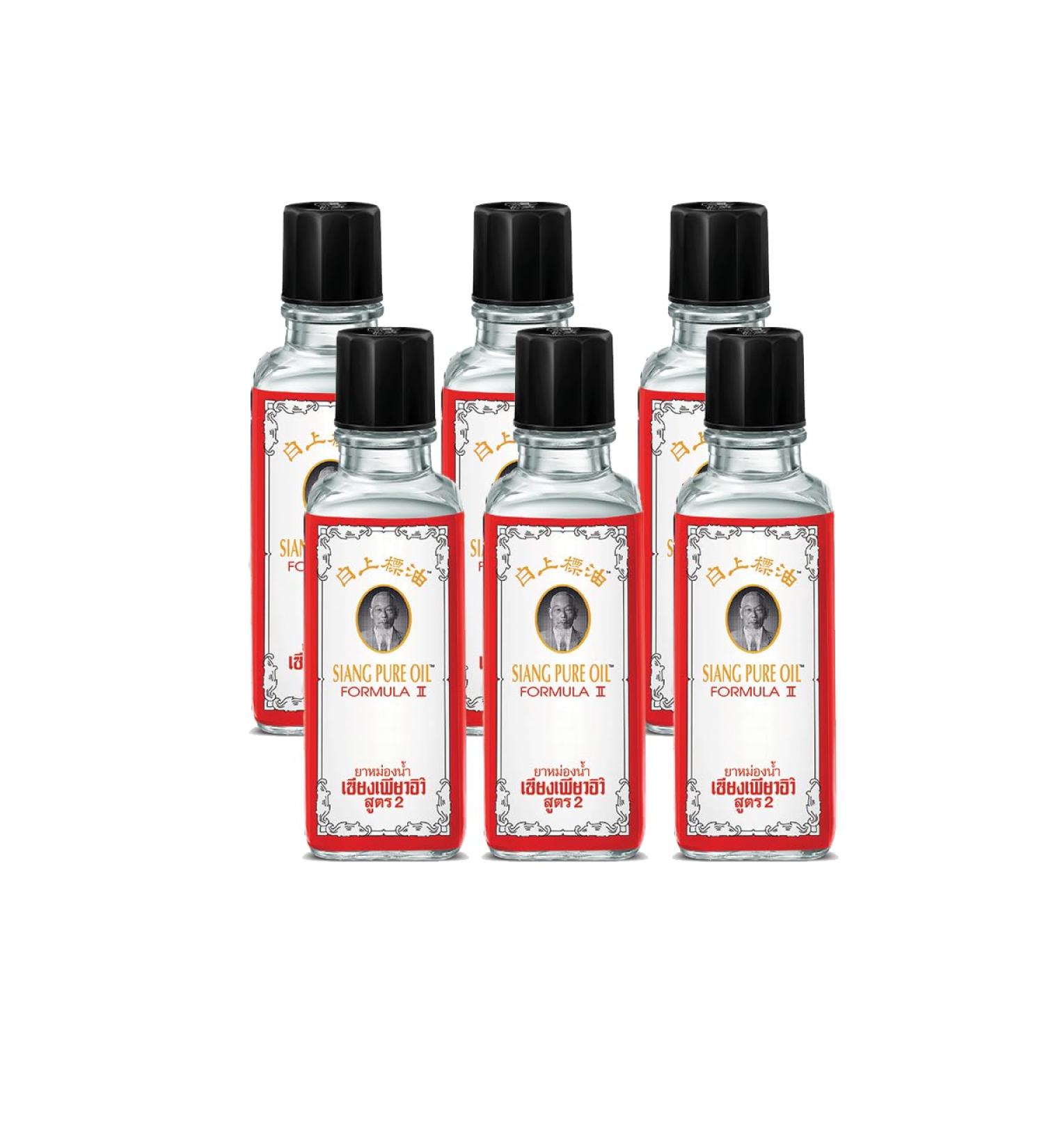 Siang Pure White Oil - Peppermint Menthol Oil for Muscles and Joints - Natural Muscle Rub for Body and Joints(Pack of 6)