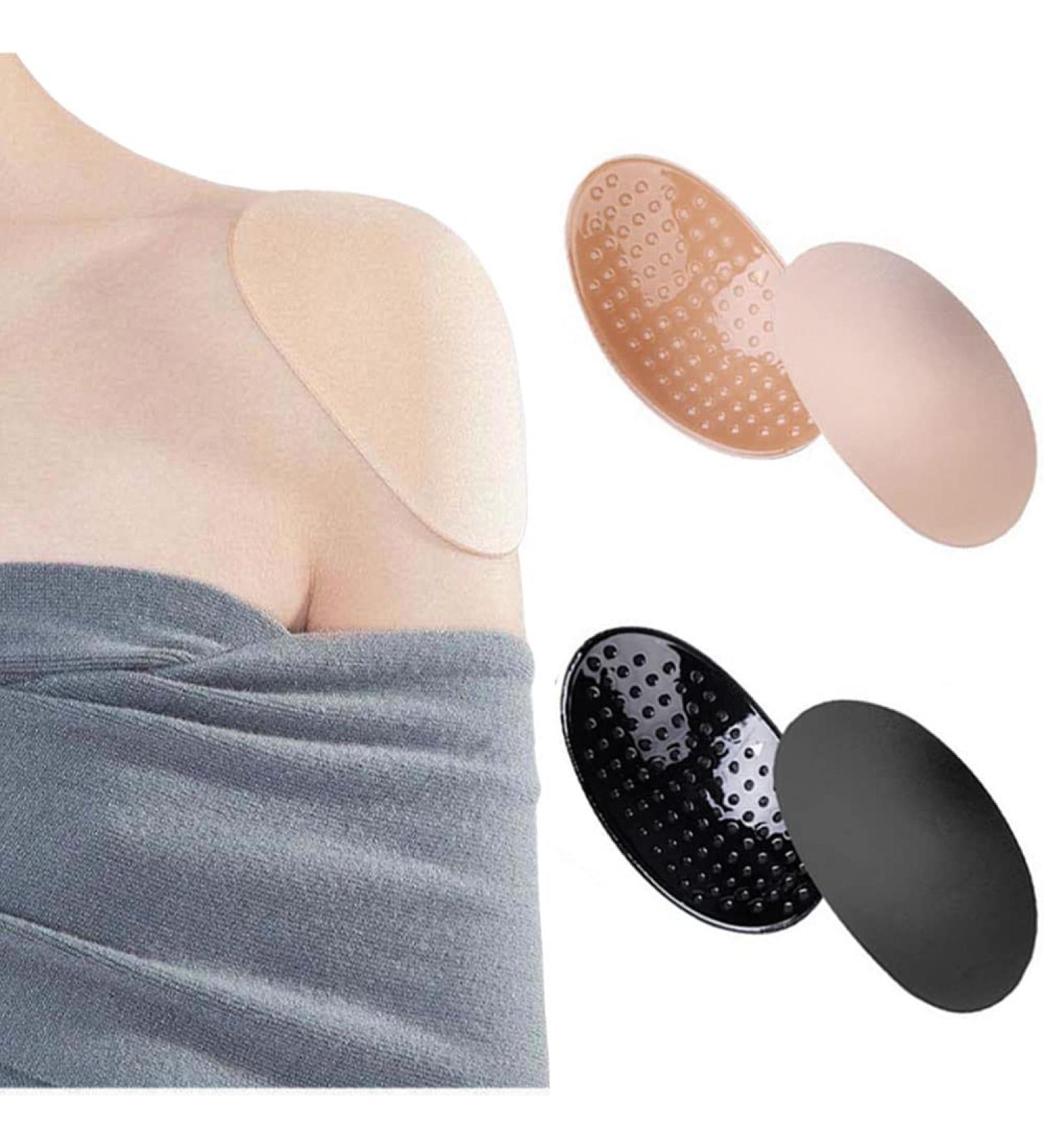 2 Pairs/4 PCS Silicone Shoulder Pads Invisible Breathable Shoulder Pads Ahesive Anti-Slip Shoulder Push-Up Pads for Shoulder Slip Height Enhancer for Womens T-Shirt Suit Clothing (Skin+Black) - Buy Online on GoSupps.com