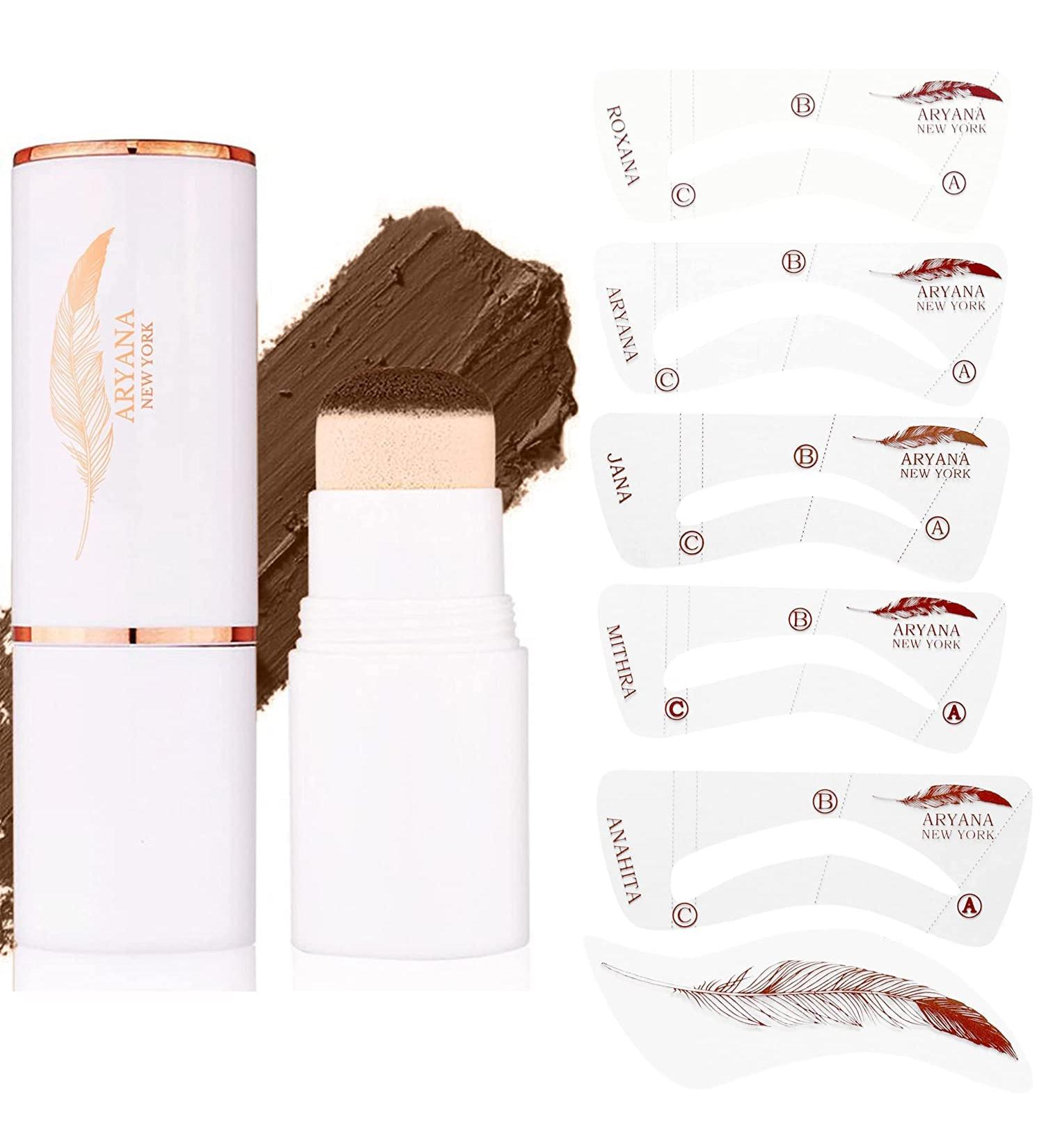 ARYANA NEW YORK Eyebrow Stamp Stencil Kit - Waterproof Brow Pomade Stamp, Shaping Kit for Perfect Brows - Chocolate Shade | Reusable Stencil - Buy Online on GoSupps.com