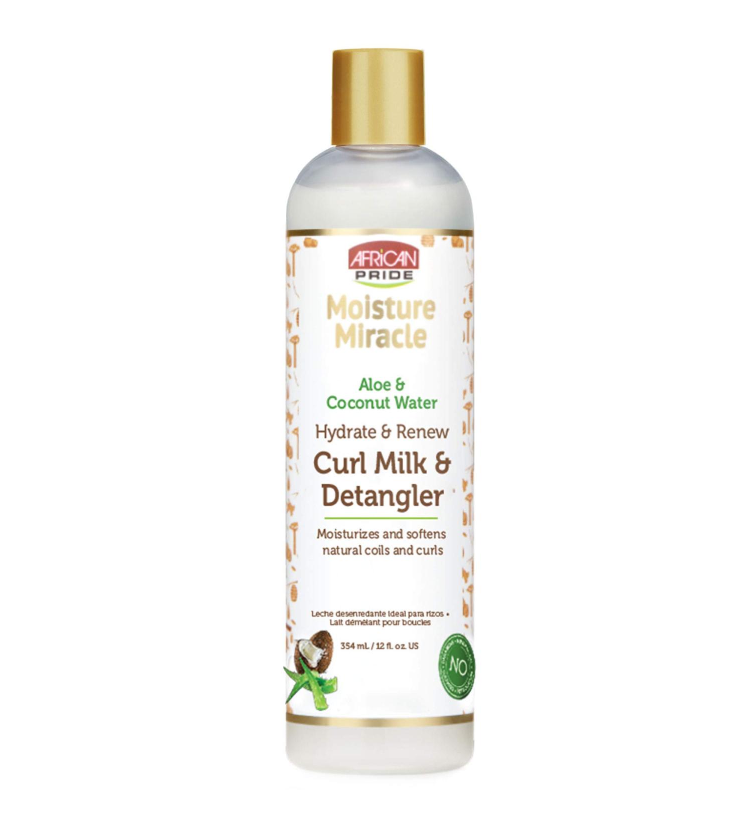 African Pride Moisture Miracle Hydrate & Renew Curl Milk 12 oz - For Natural Coils & Curls, Controls Frizz | Hair Detangler - Buy Online on GoSupps.com