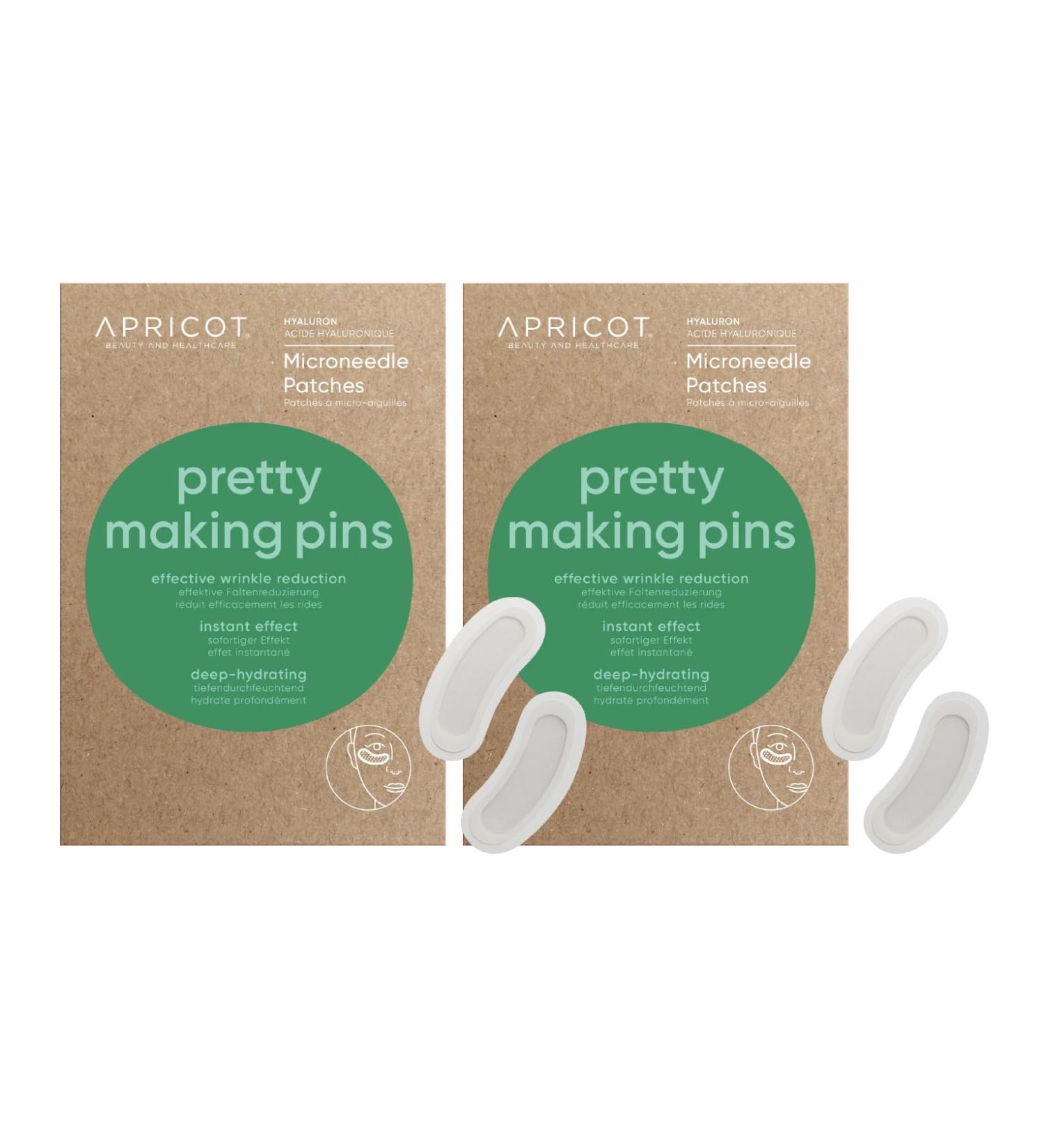 APRICOT Pack of 2 x 2 hyaluronic acid microneedle patches for wrinkle treatment anti-aging deep treatment with immediate effect made in Germany - Buy Online on GoSupps.com