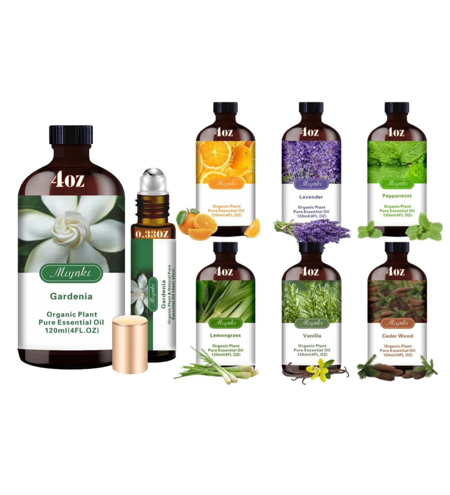 Gardenia Essential Oil & 6-Bottle Aromatherapy Set 4.33oz + 6 120ml Premium Scent Collection for Diffusers Candle Making Home Fragrance & Complete Wellness Gift Box - Buy Online on GoSupps.com