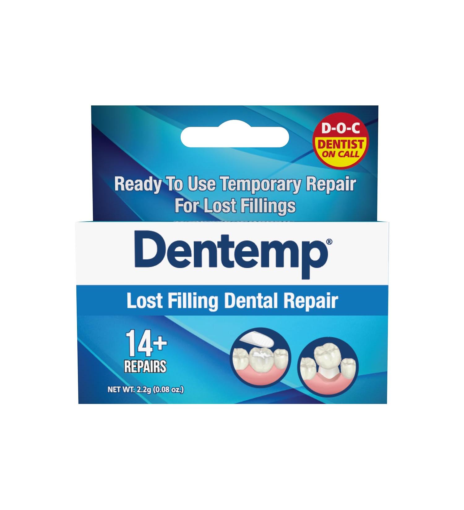 DENTEMP Dental Repair Kit - Temporary Tooth Filling - 12+ Repairs - Eugenol Free - Long-Lasting Dental Cement - Pain Relief - 3g 24 Count - Buy Online on GoSupps.com