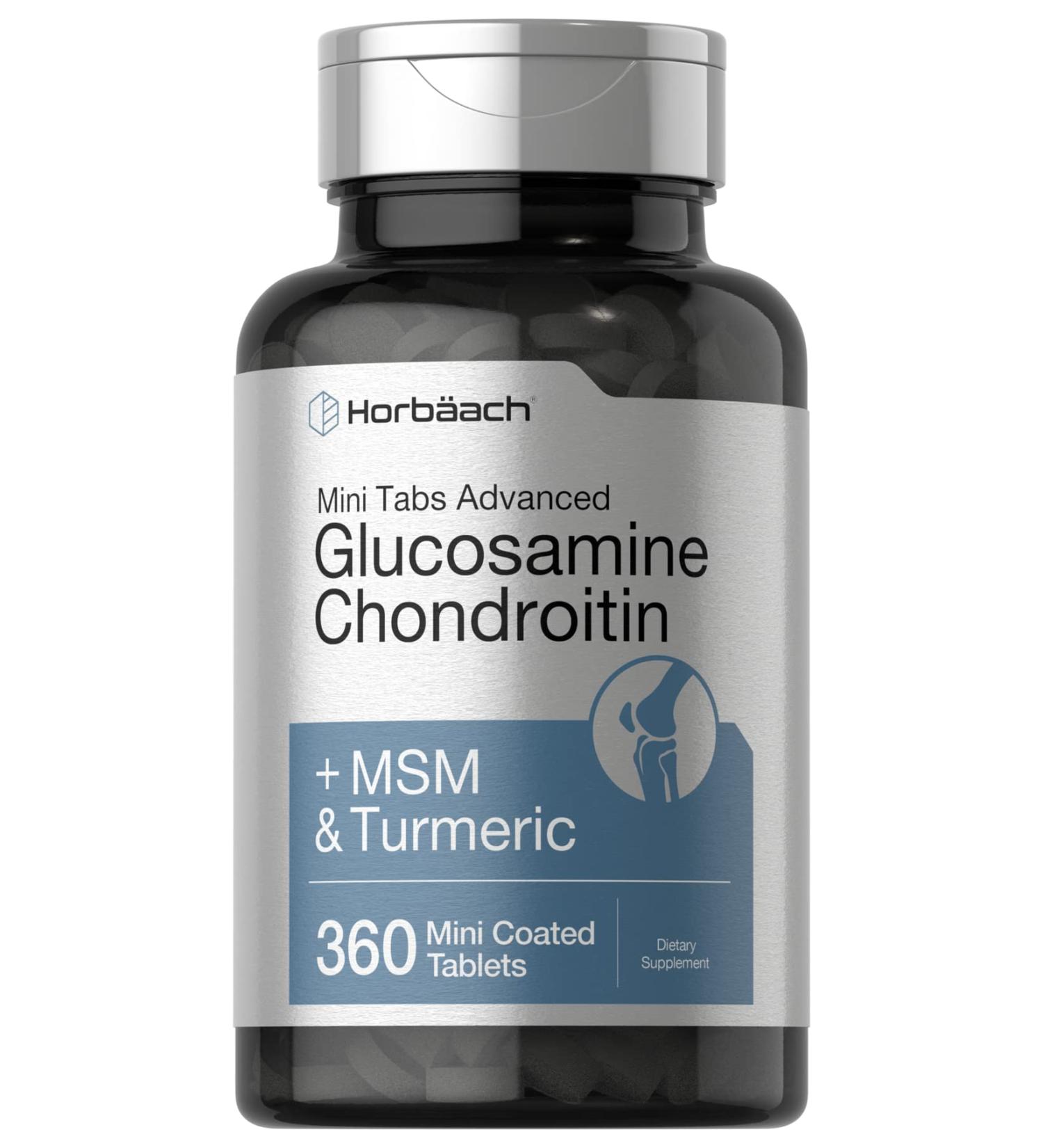 Premium Glucosamine Chondroitin MSM with Turmeric | 360 Mini Coated Tablets | Non-GMO & Gluten Free | Horbaach - Buy Online on GoSupps.com