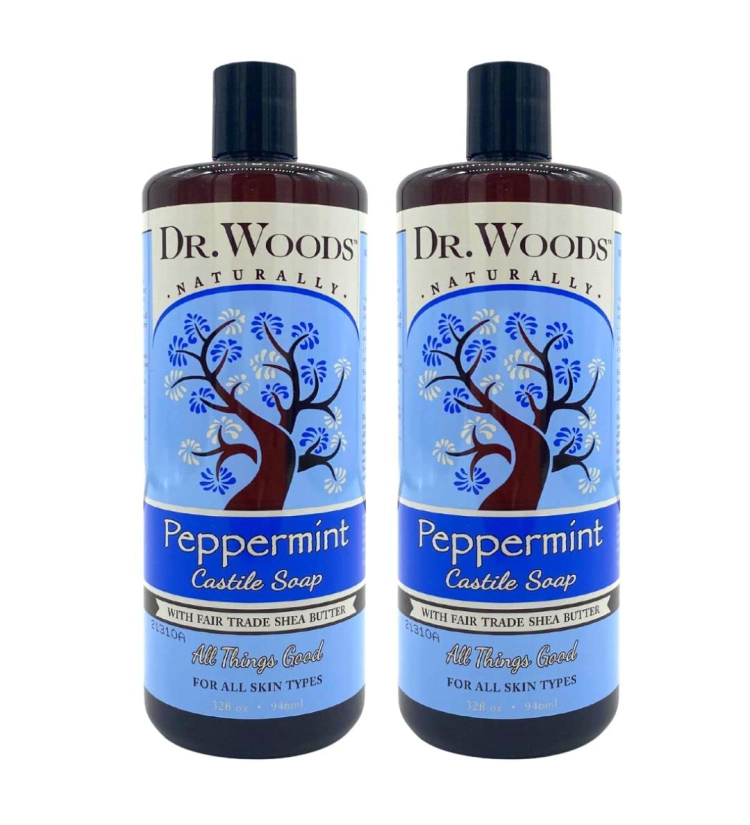 Dr. Woods Peppermint Castile Soap - Fair Trade Shea Butter 32 fl oz | Natural & Eco-Friendly - Buy Online on GoSupps.com