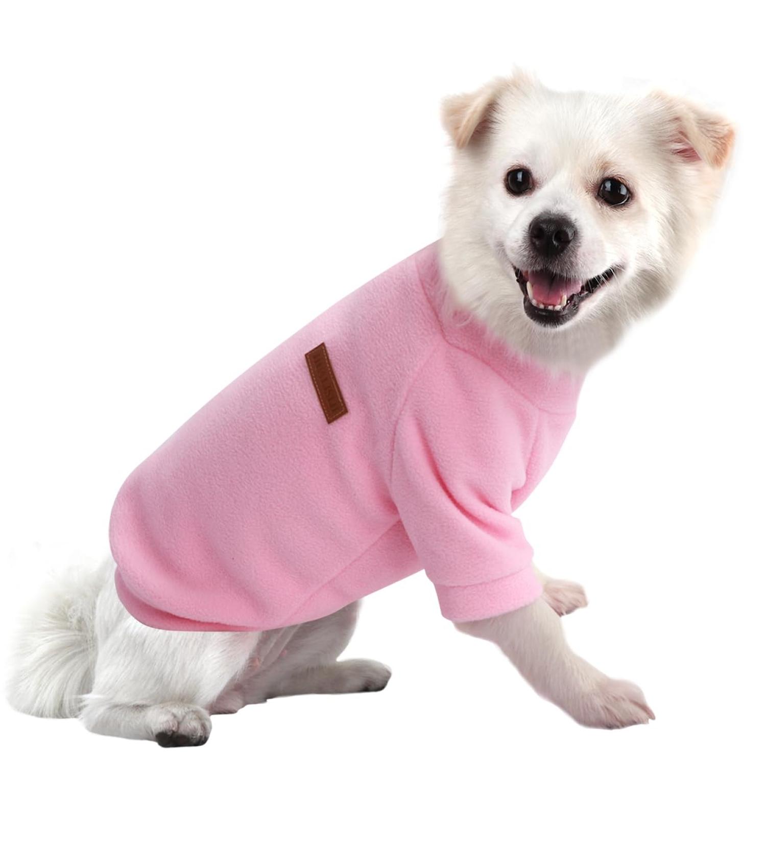 Shop Hualisiji Fleece Dog Sweater - Warm Lightweight Sweatshirt for Large Dogs in Soft Pink - Easy to Wear & Comfortable - Buy Online on GoSupps.com