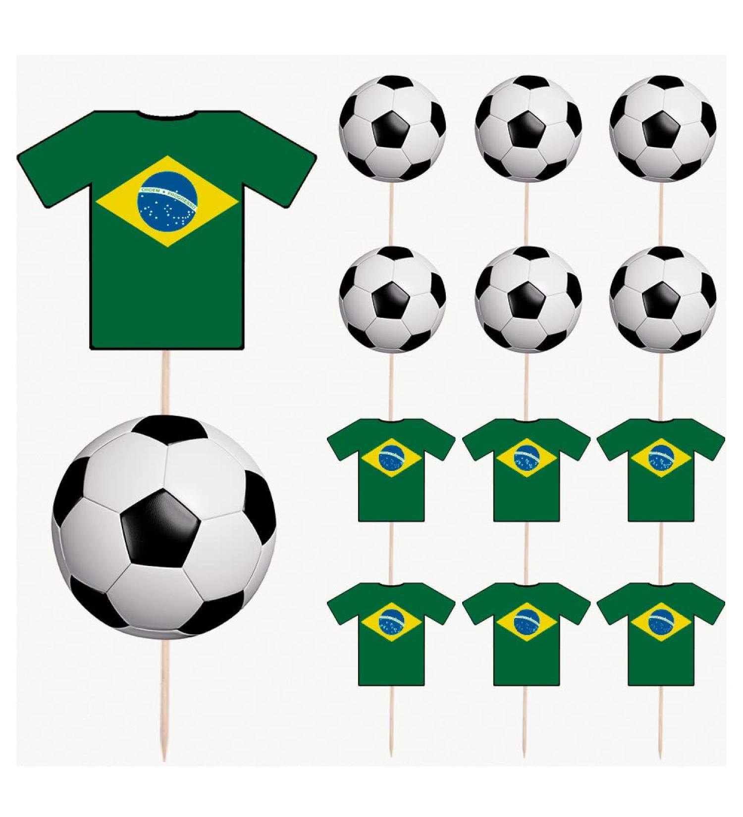 Brazil Football Party Food & Cupcakes Picks Decorations Toppers World Cup 2022 (pack of 14) - Buy Online on GoSupps.com