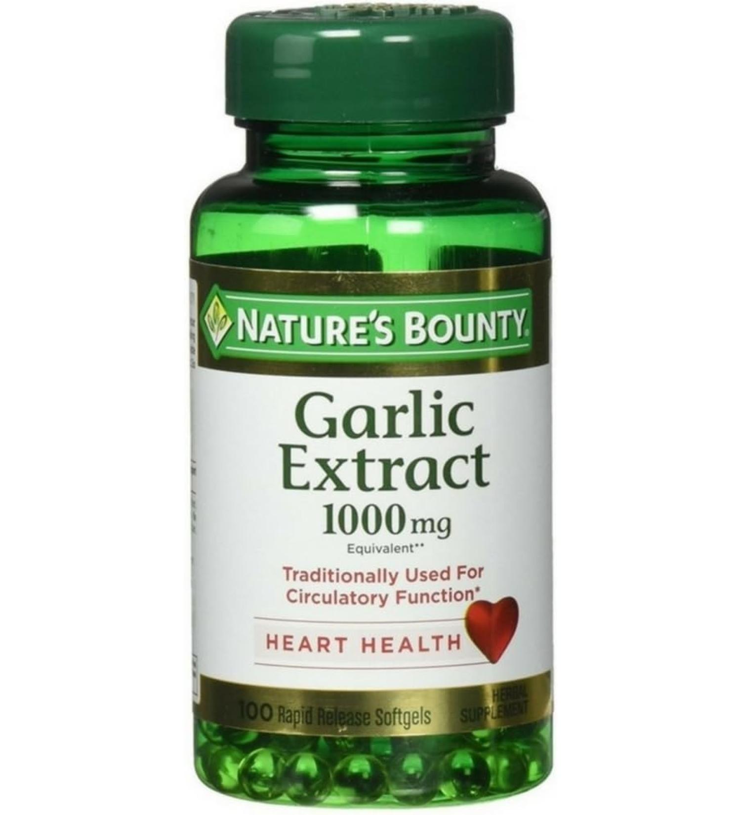 Nature's Bounty Garlic Extract 1000 mg 100 Rapid Release Softgels