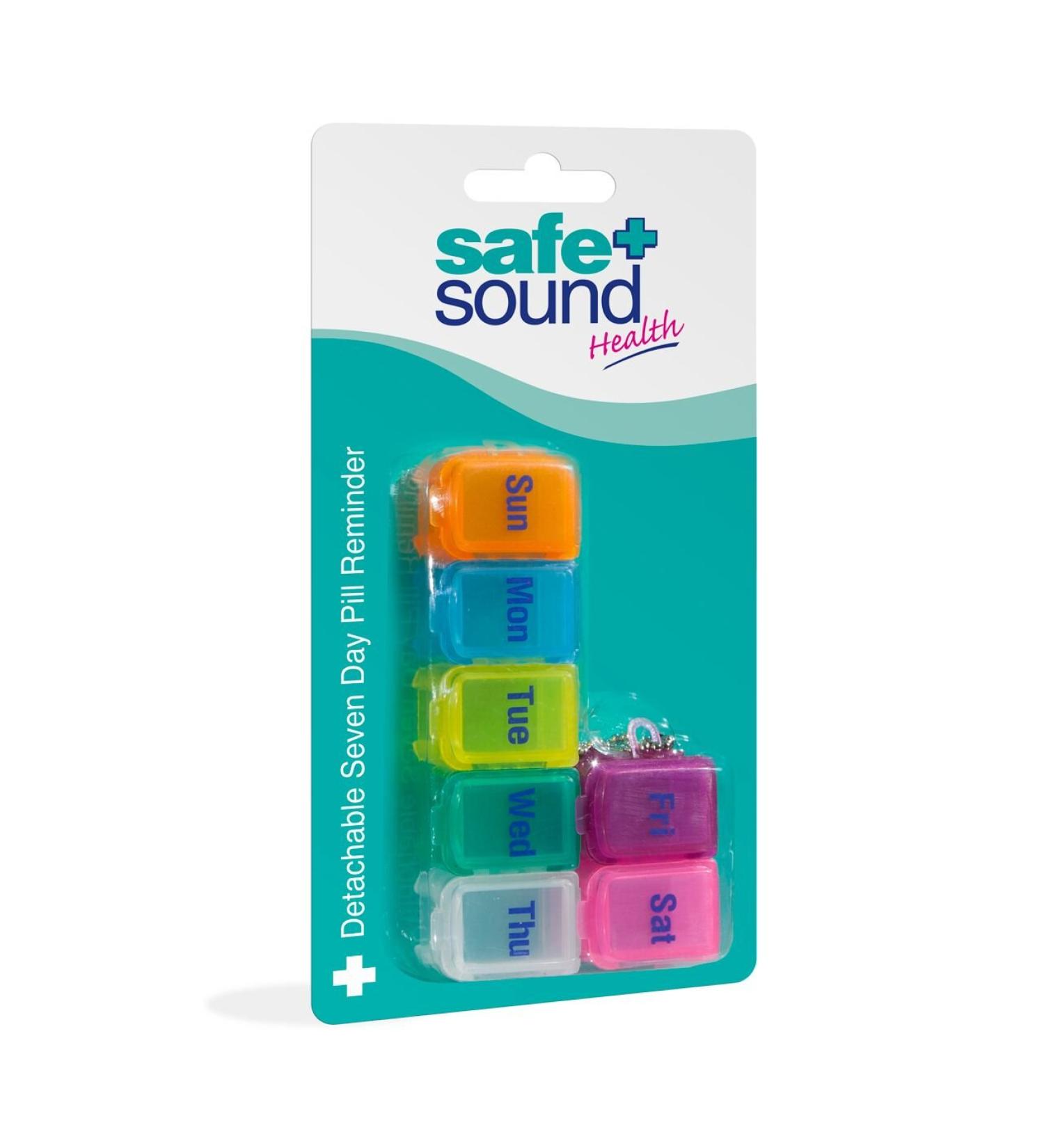 Safe and Sound Small 7 Day Pill Box - Detachable Pocket Sized Compartments - Flip-top Lids - Push-open Catch - White - 7 Count - Buy Online on GoSupps.com