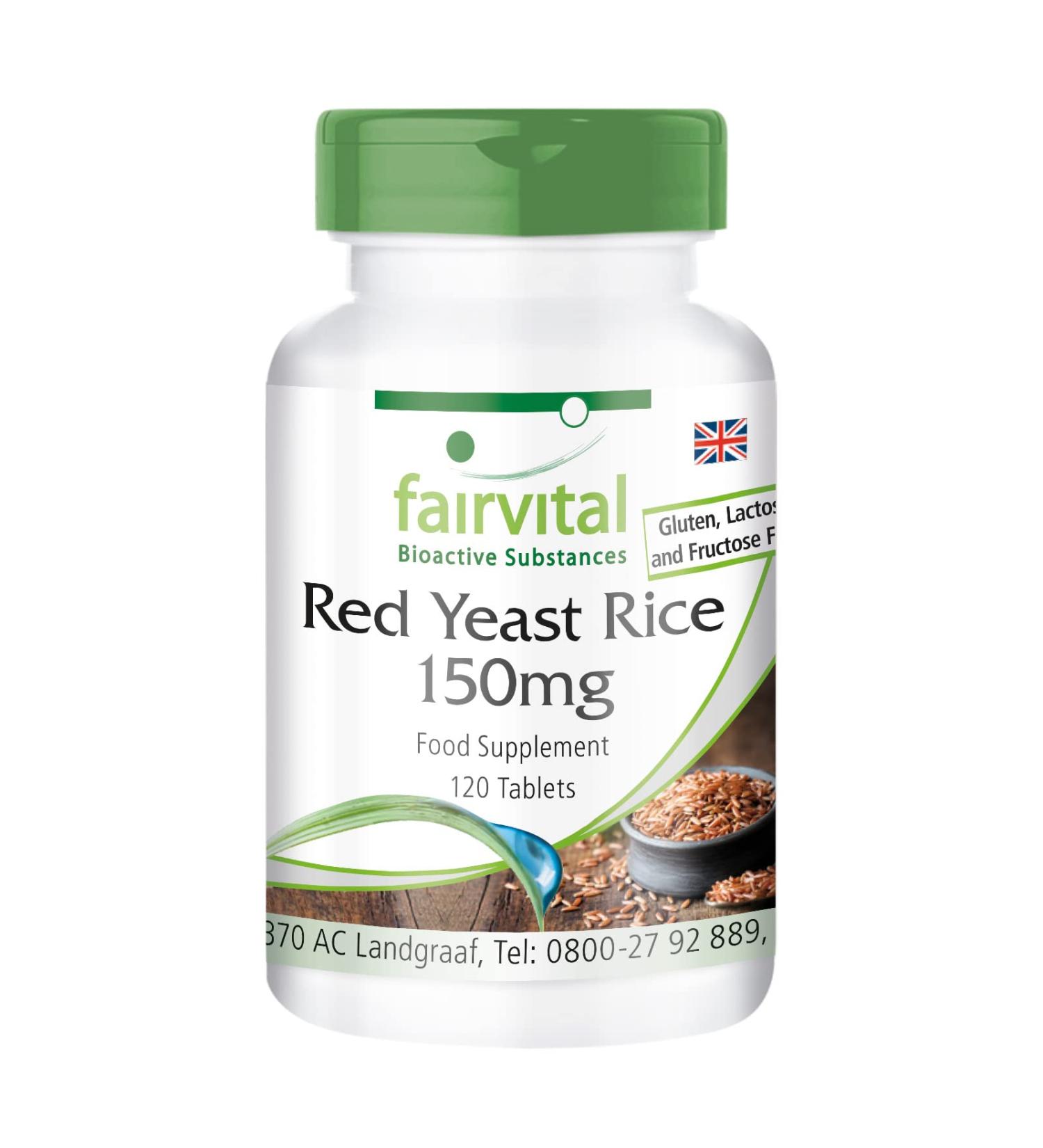 Fairvital Red Yeast Rice 150mg Vegan Tablets - 120 ct | 2 95mg Monacolin K - Supports Heart Health - Buy Online on GoSupps.com