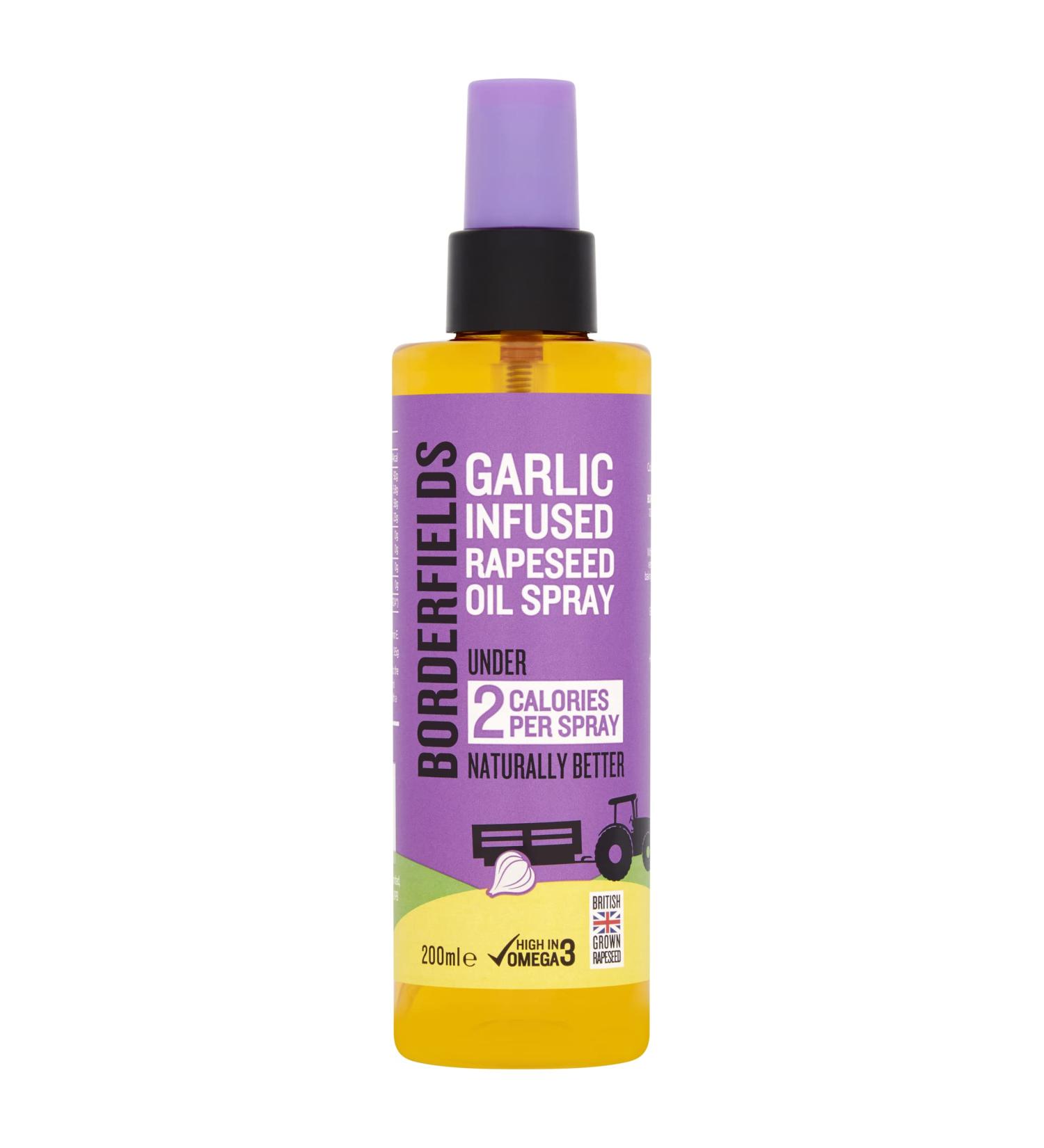 Borderfields Garlic Infused Rapeseed Oil Spray 200ml - Natural Garlic Flavor | Easy to Use Spray Bottle - Buy Online on GoSupps.com