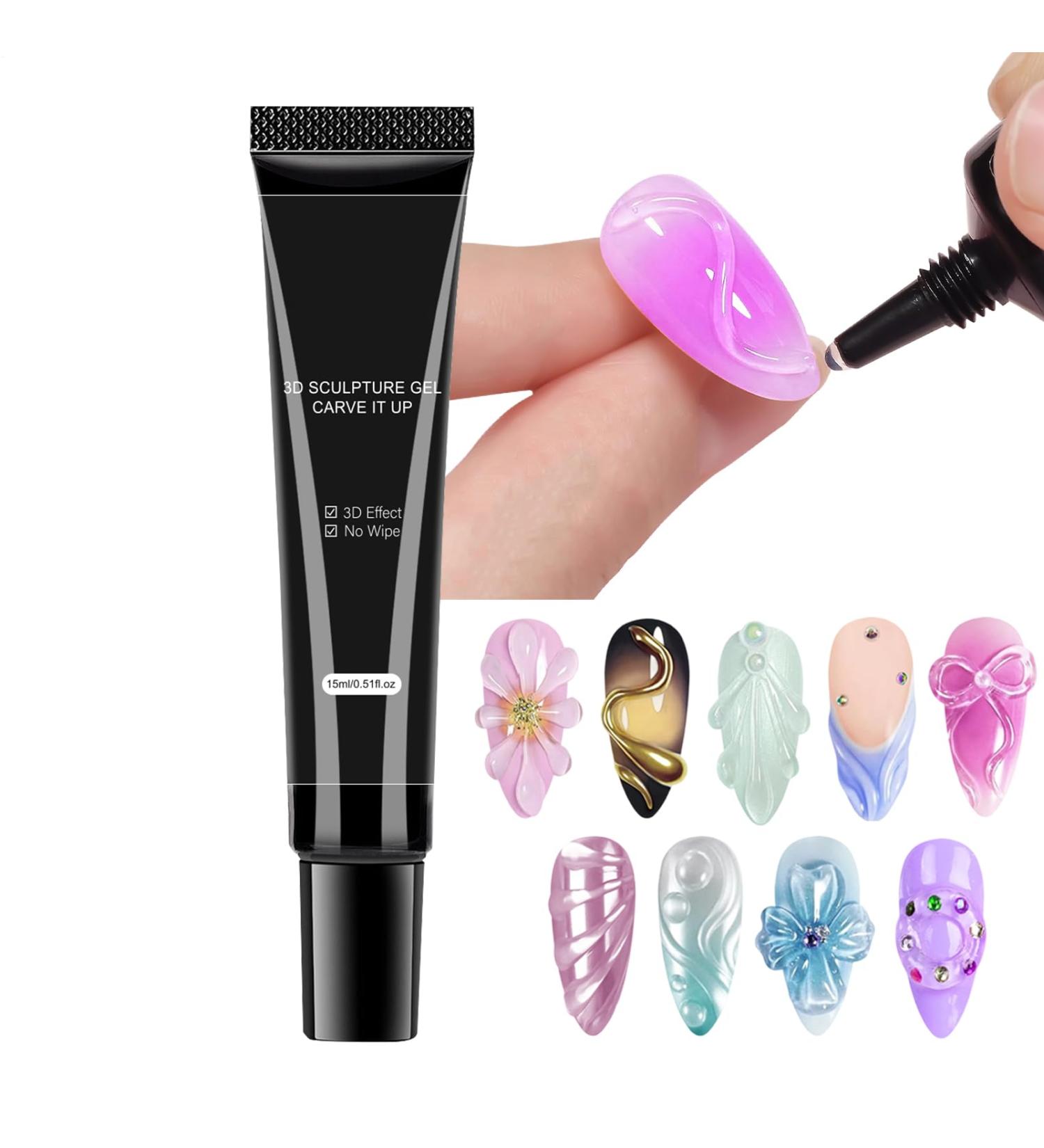  G n rique 15 ml 3D Gel Nail Sculpture Solid Glue UV Gel Non-stick False Nail Extension Gels Sculpt Patterns Safe and Non-Yellowing For Women Dates - Buy Online on GoSupps.com