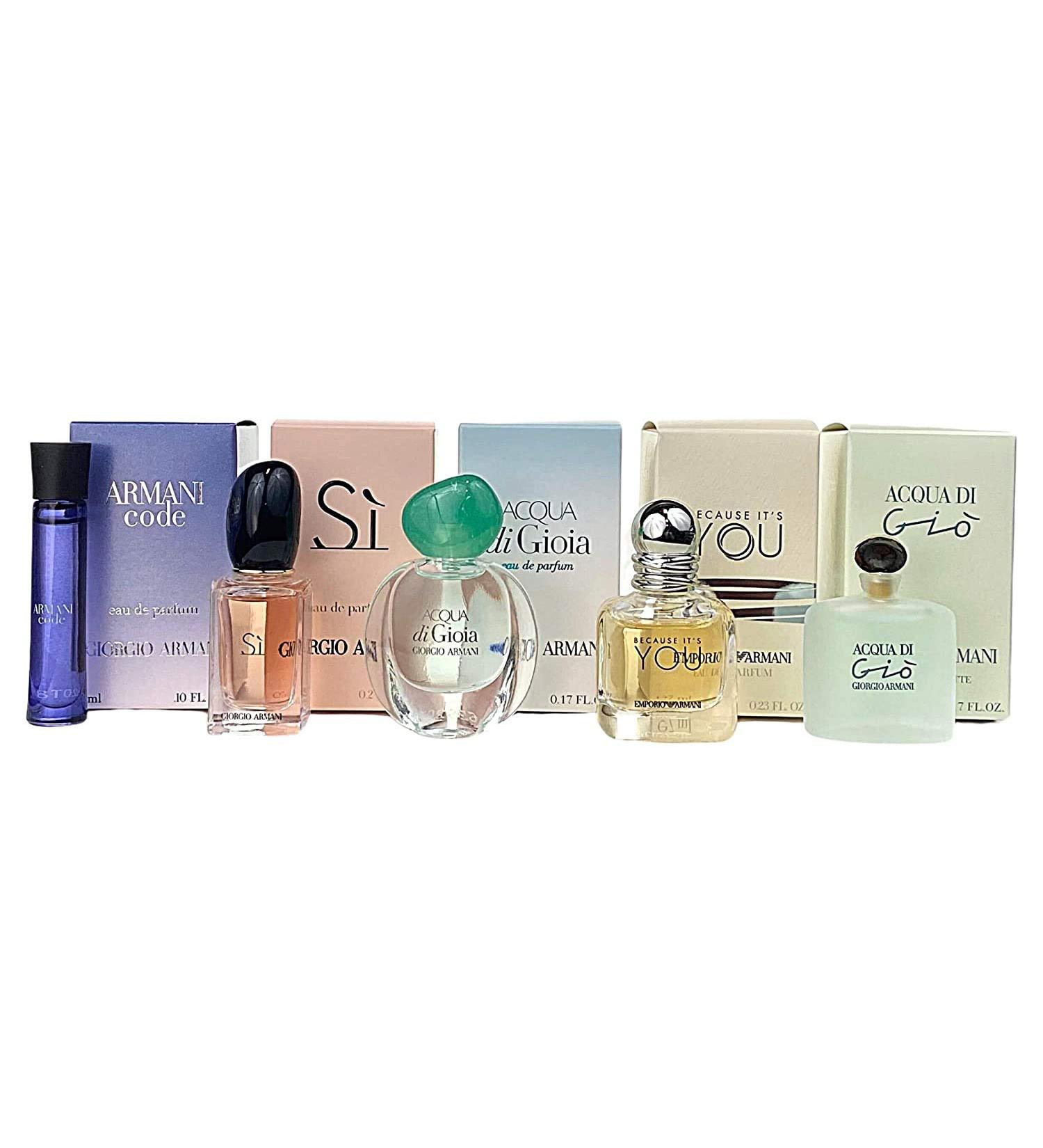 GIORGIO ARMANI 5 Pc. Gift Set for Women: Si Edp, Because It's You, Acqua Di Gio, Acqua Di Gioia, Armani Code - 0.24 Fl Oz - Buy Online on GoSupps.com