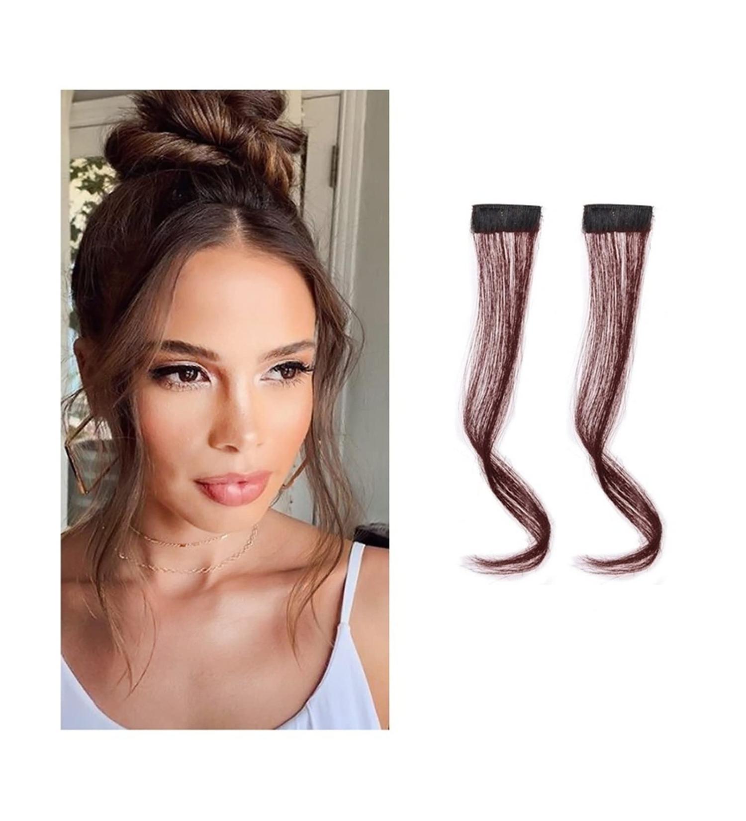 Bangs Hair Clip 2Pcs/set Synthetic Hair Bangs Clip in Front Side Bangs Wavy Curly Hair Extensions 30/35CM Long Natural Dragon beard Bangs Hairpiece for Women Bangs Clip in Hair (Color : 35cm Dark Bro 35cm Dark Brown - Buy Online on GoSupps.com