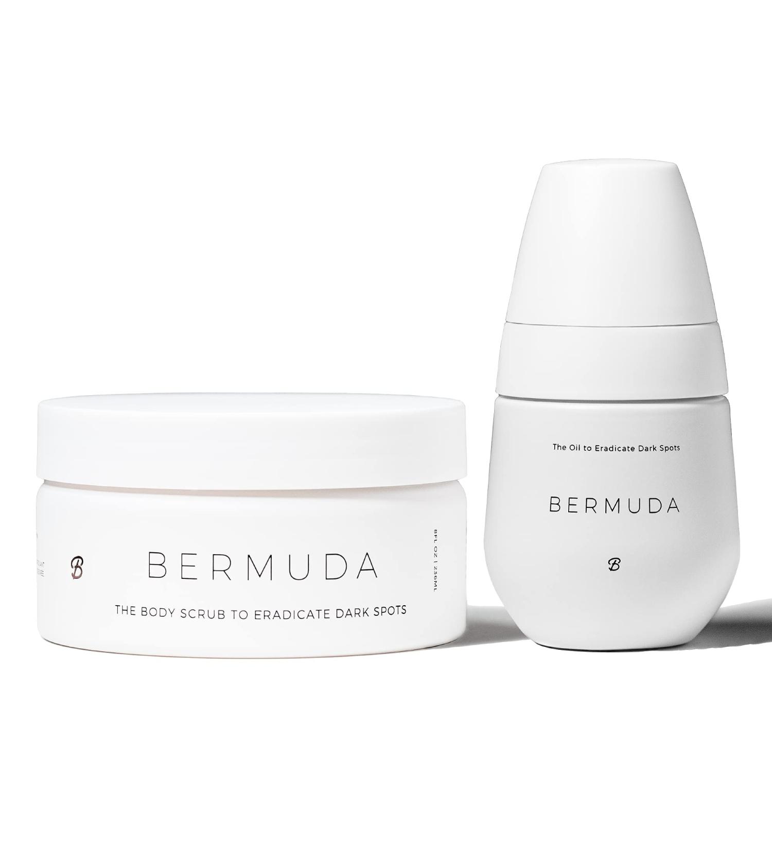 Bushbalm Bermuda Oil Dark Spot Treatment & Exfoliating Scrub Set - 2 Step Routine for Hyperpigmentation - Dark Spots Treatment - 30ml & 236ml - Buy Online on GoSupps.com