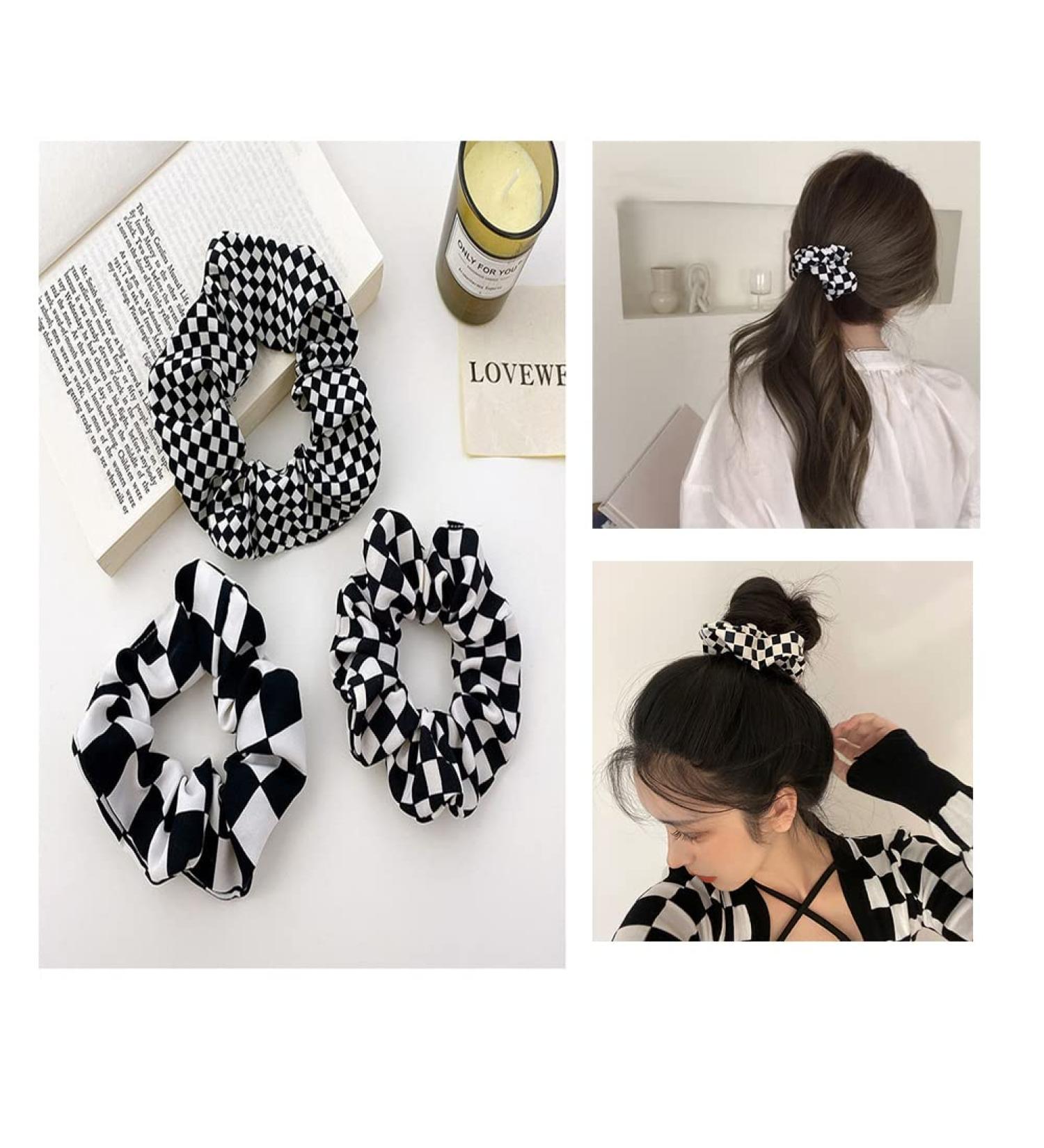 Buffalo Plaid Scrunchies - Checkered Elastic Hair Ties for Women and Girls - Buy Online on GoSupps.com