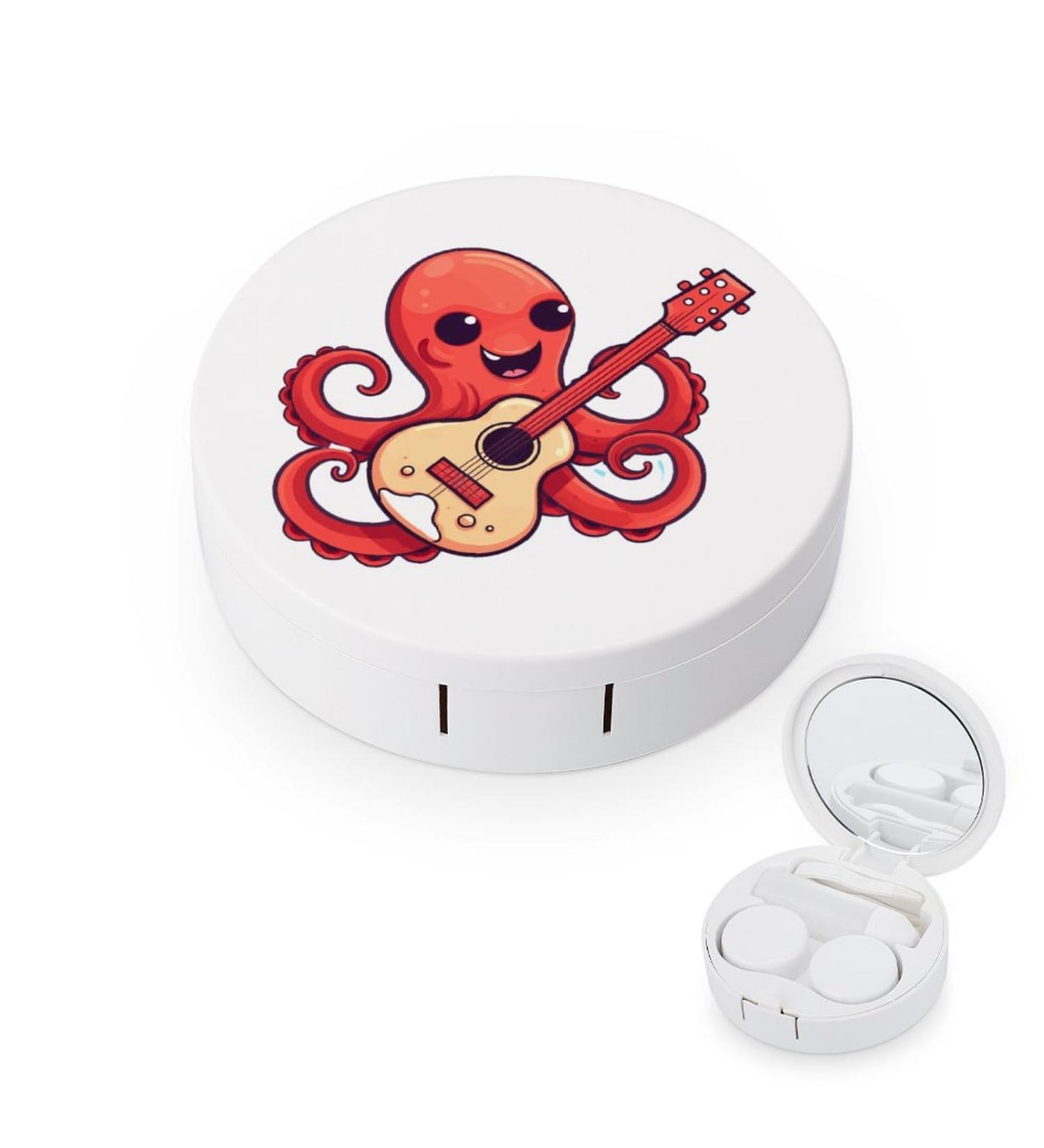Octopus Playing Guitar Contact Lens Travel Kit - Portable Cute Box with Mirror for Daily Outdoor Use - Buy Online on GoSupps.com