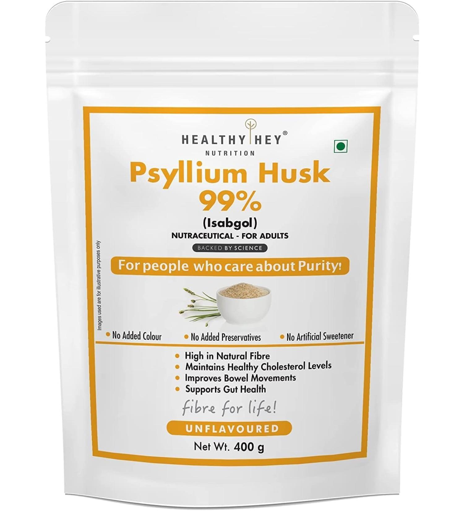 Psyllium Husk 99% - Fibre Support - Pack of 400 Gram Powder - Buy Online on GoSupps.com